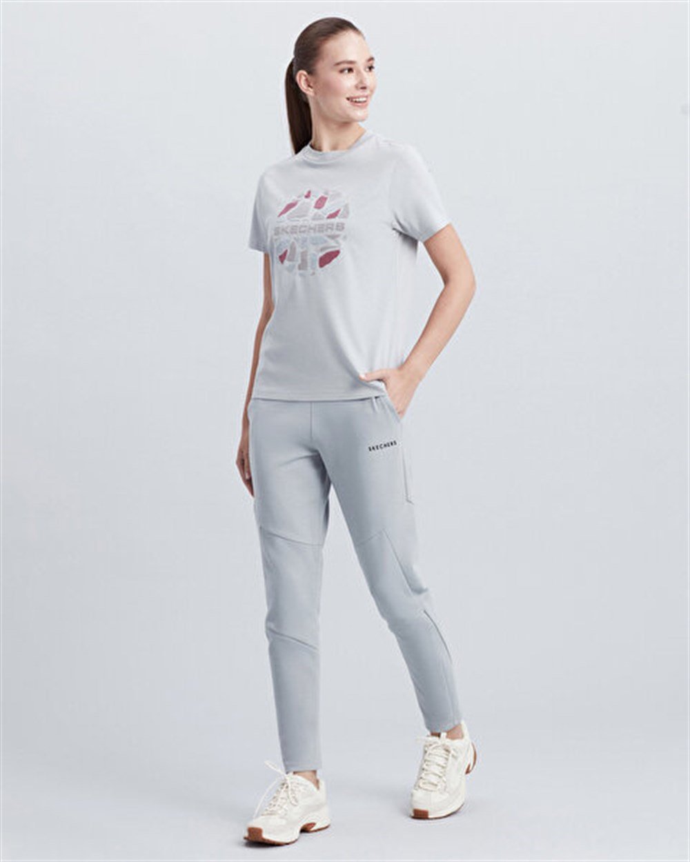Skechers W Velvet Print T-Shirt Kadın Mavi T-shirt - S212944-407