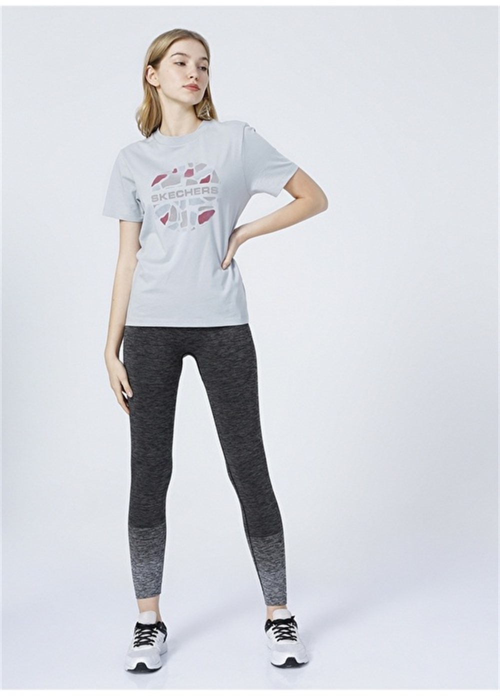 Skechers W Velvet Print T-Shirt Kadın Mavi T-shirt - S212944-407