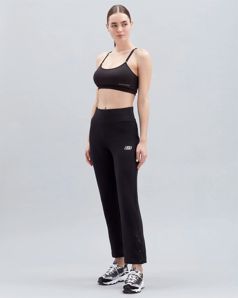 Skechers W Waffle Fleece Cuff Detailed Sweatpant Kadın Siyah Günlük Eşofman Altı - S221119-001