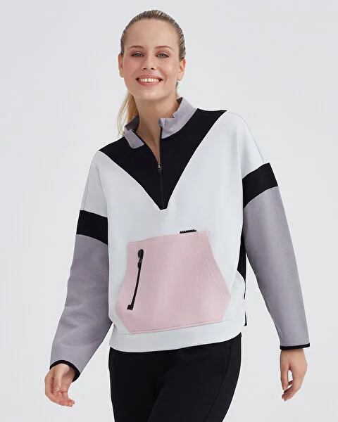 W 2XI-Lock Color Block Half Zip Sweatshirt Kadın Sweatshirt