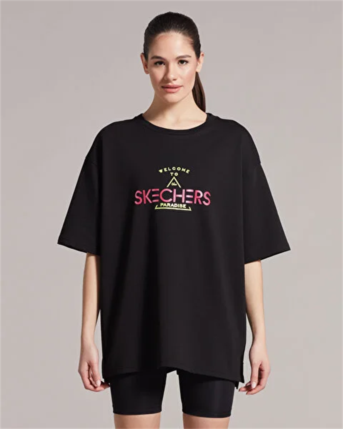 W Graphic Tee neon print Crew Neck T-Shirt