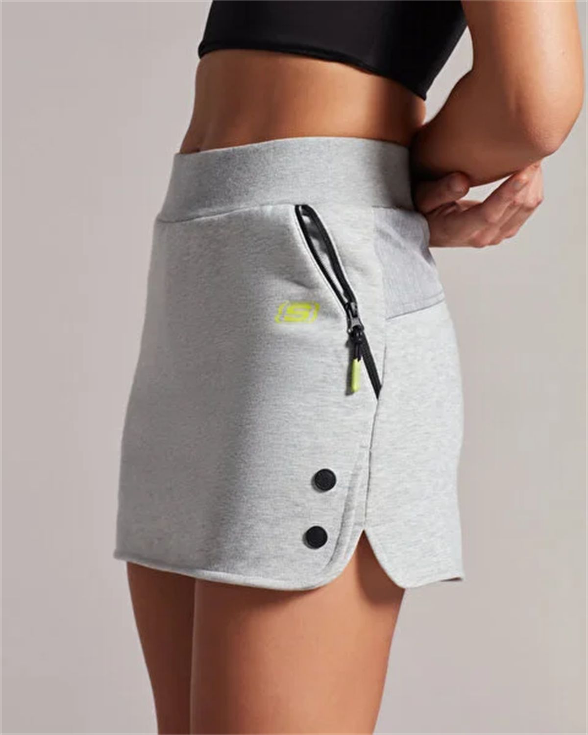 W LW Fleece Fabric Block Skirt Short