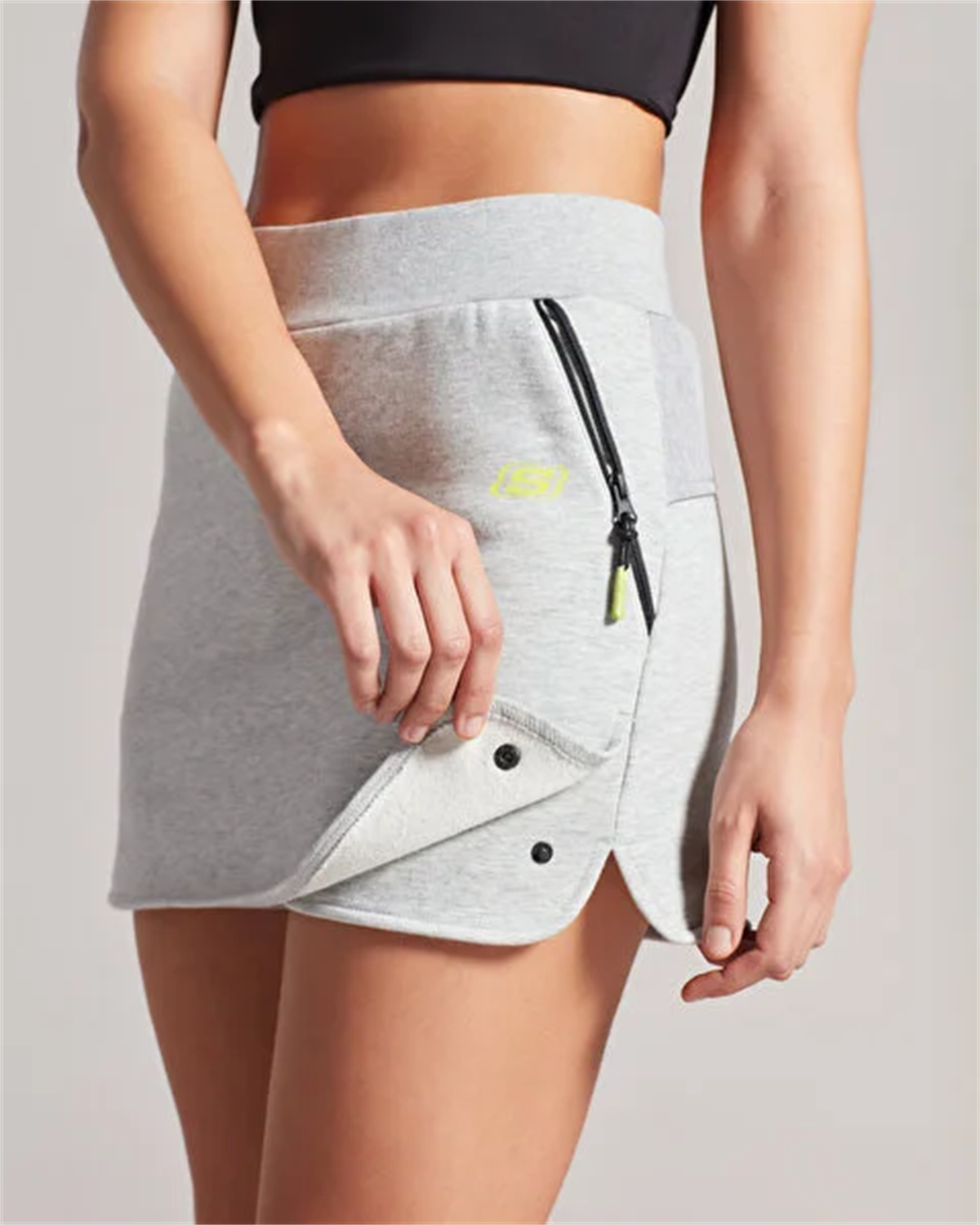 W LW Fleece Fabric Block Skirt Short