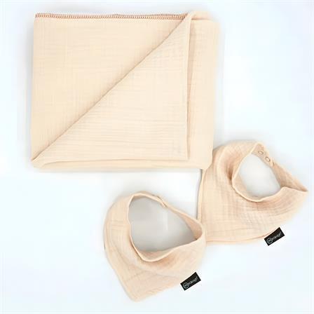 %100 Pamuk 4 Katlı Müslin Bebek Battaniyesi, Bebek Kundağı, Müslin Örtü & 2'li Mama Önlüğü Set