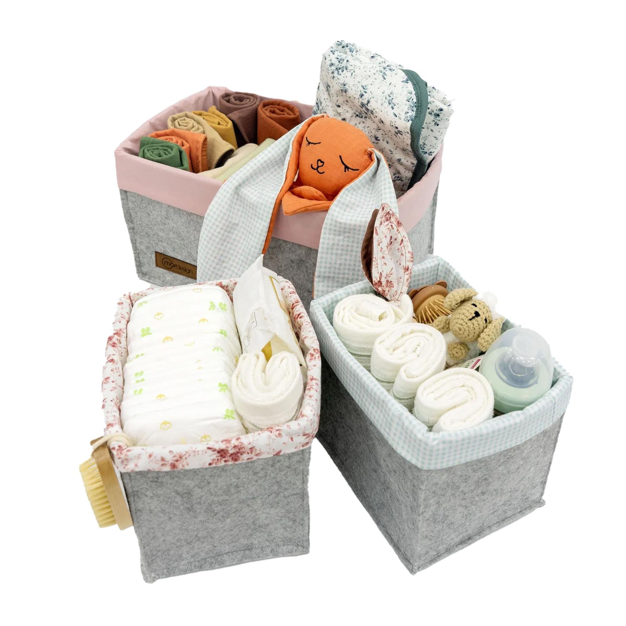 3'lü Çekmece İçi Dolap Çamaşır Düzenleyici, Çocuk Odası Katlanabilir Saklama Kutusu Seti, Organizer Pudra 