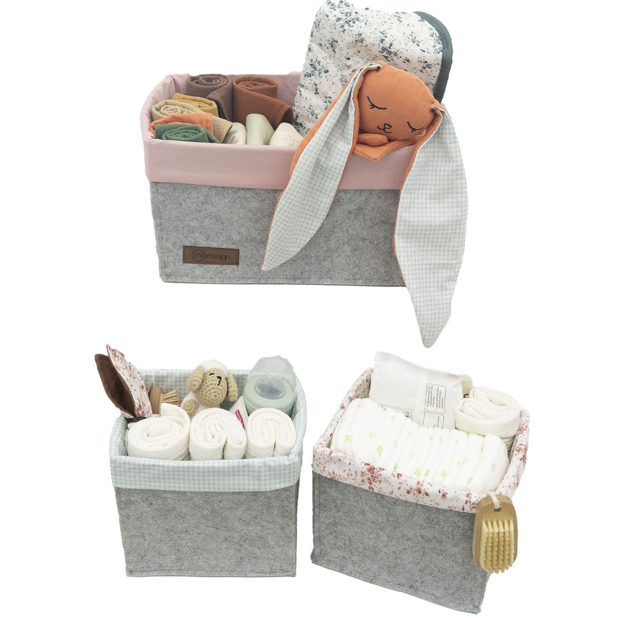 3'lü Çekmece İçi Dolap Çamaşır Düzenleyici, Çocuk Odası Katlanabilir Saklama Kutusu Seti, Organizer Pudra 