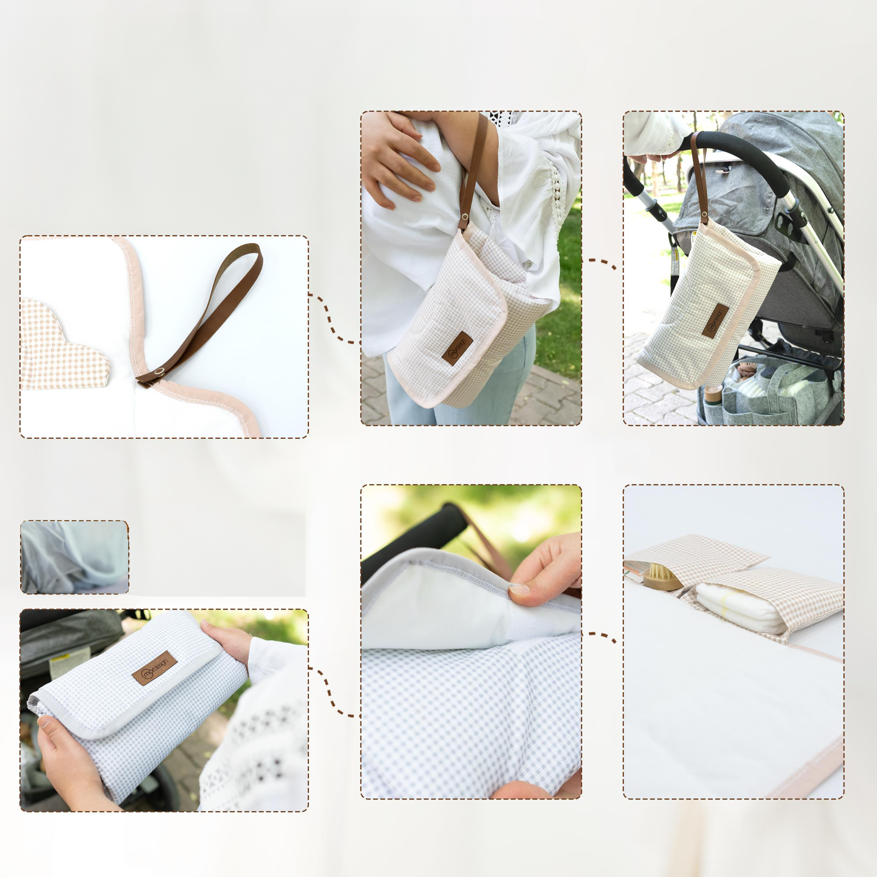 Bebek Çanta Alt Açma Minderi, Alt Değiştirme Pedi, Taşınabilir Bakım Çantası, Clutch Seri, Kahverengi