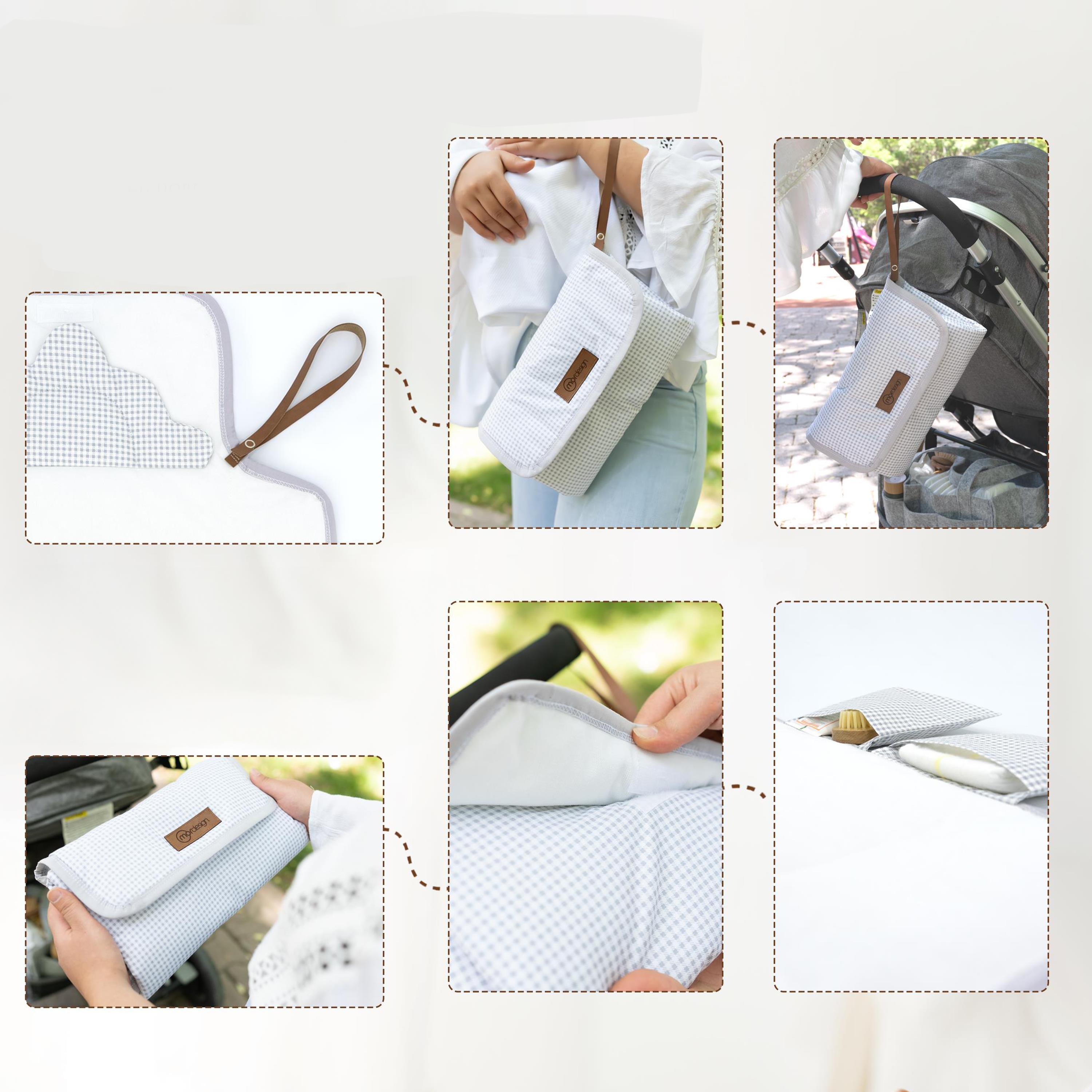Bebek Çanta Alt Açma Minderi, Alt Değiştirme Pedi, Taşınabilir Bakım Çantası, Clutch Seri, Gri