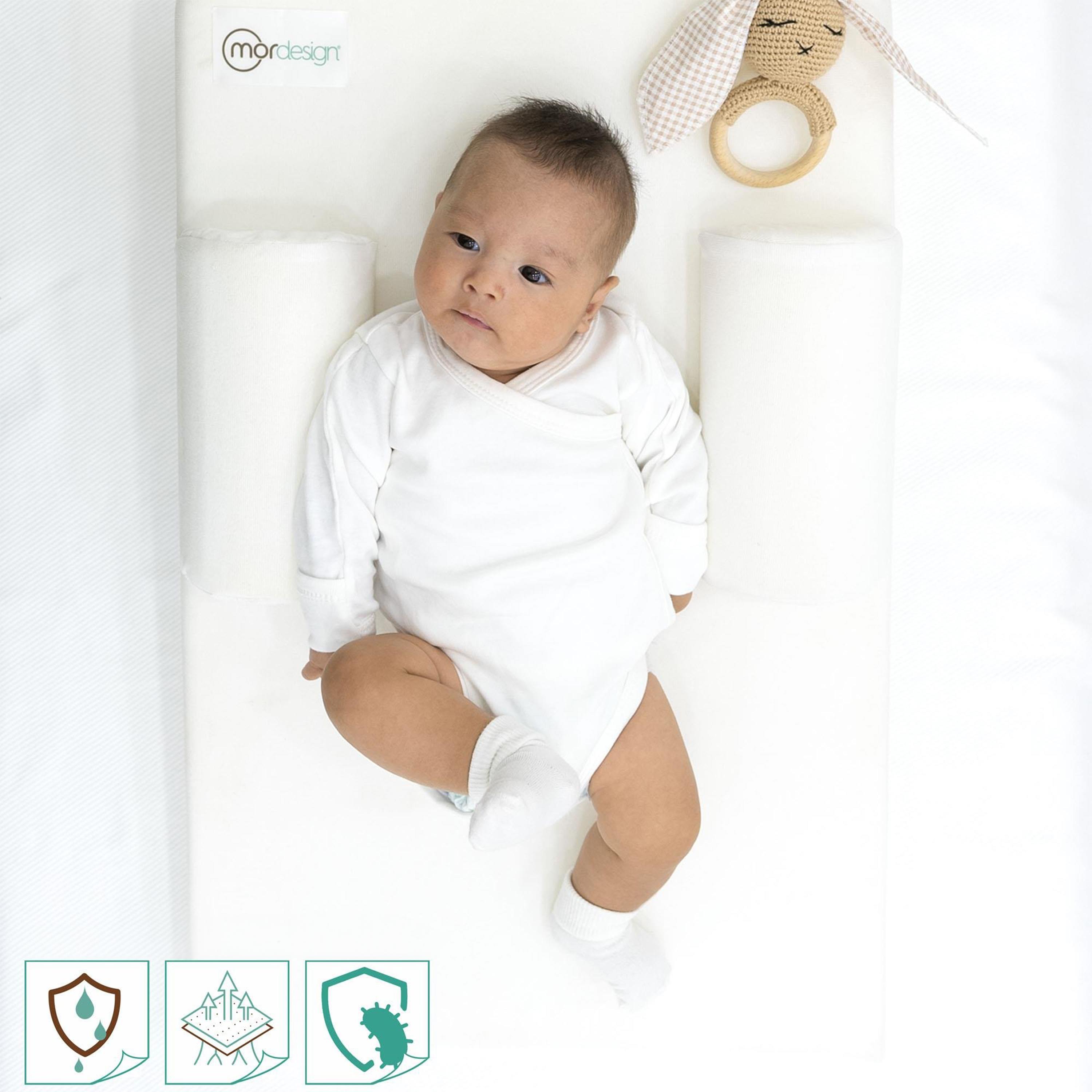 Bebek Yatağı, Yıkanabilir, Ayarlanabilir Yan Bariyer Yastıklı Reflü Yatağı