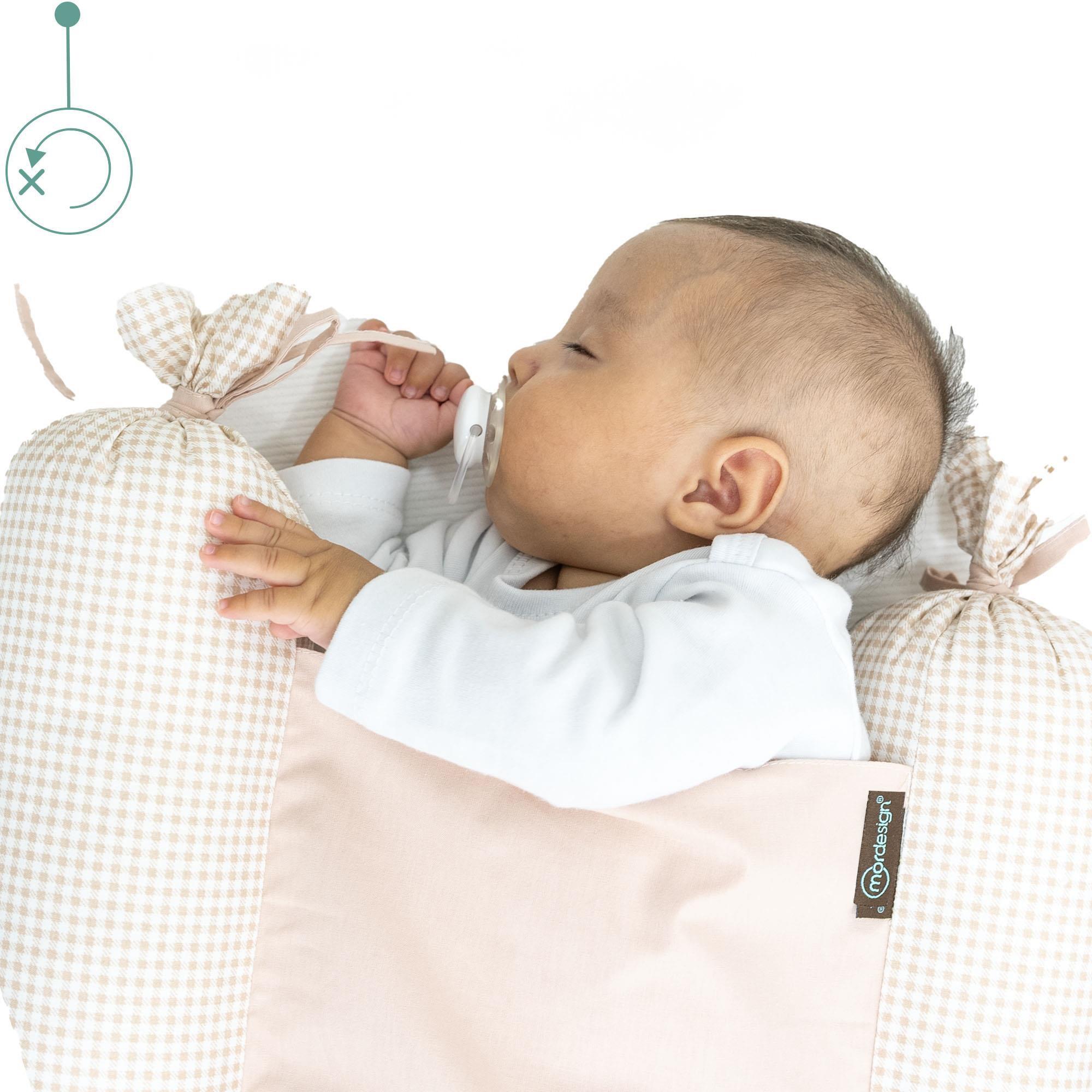 Bebek Yuvarlanma Önleyici Yastık, Yenidoğan Yan Yatış Yastığı, Puffs Serisi Pembe 