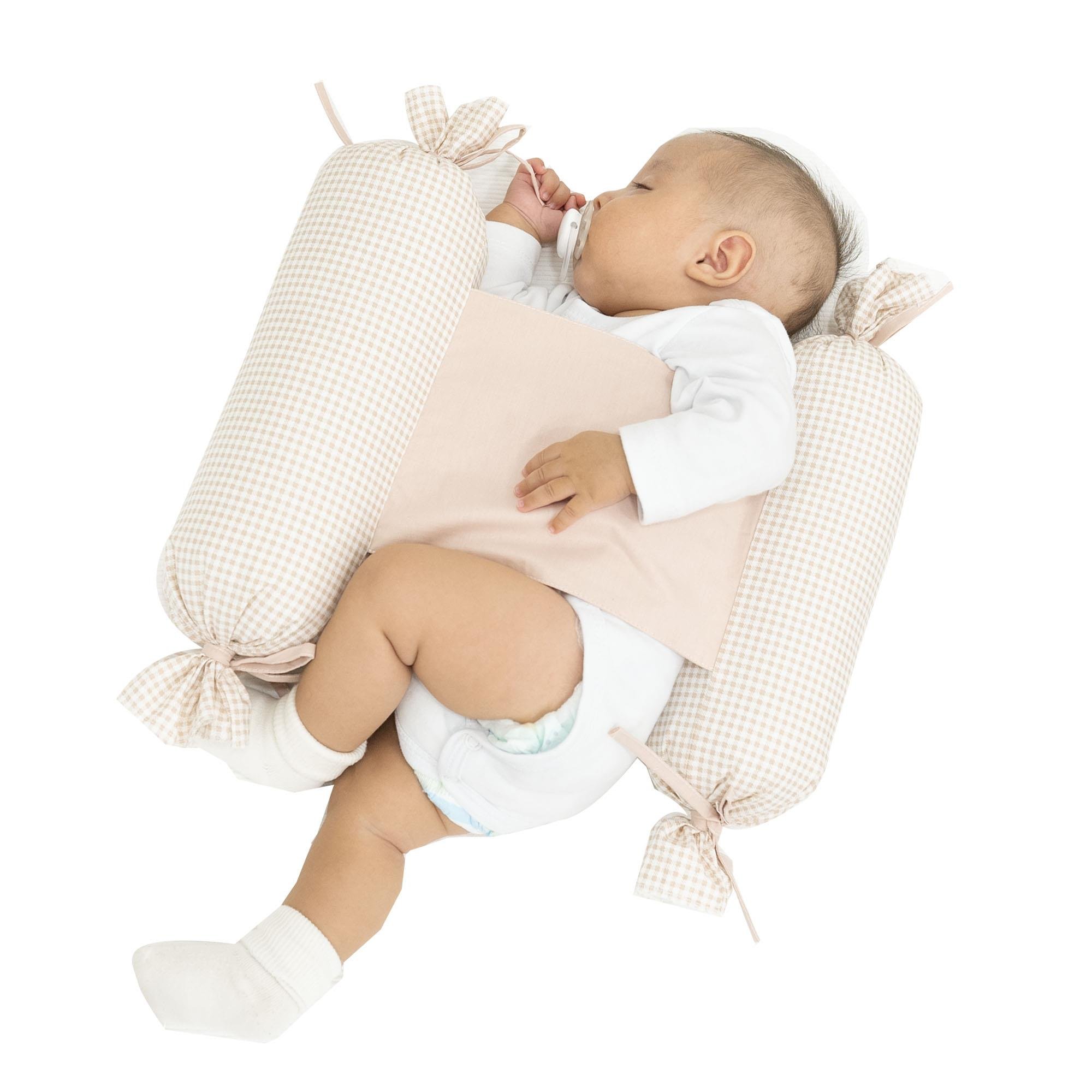 Bebek Yuvarlanma Önleyici Yastık, Yenidoğan Yan Yatış Yastığı, Puffs Serisi Pembe 