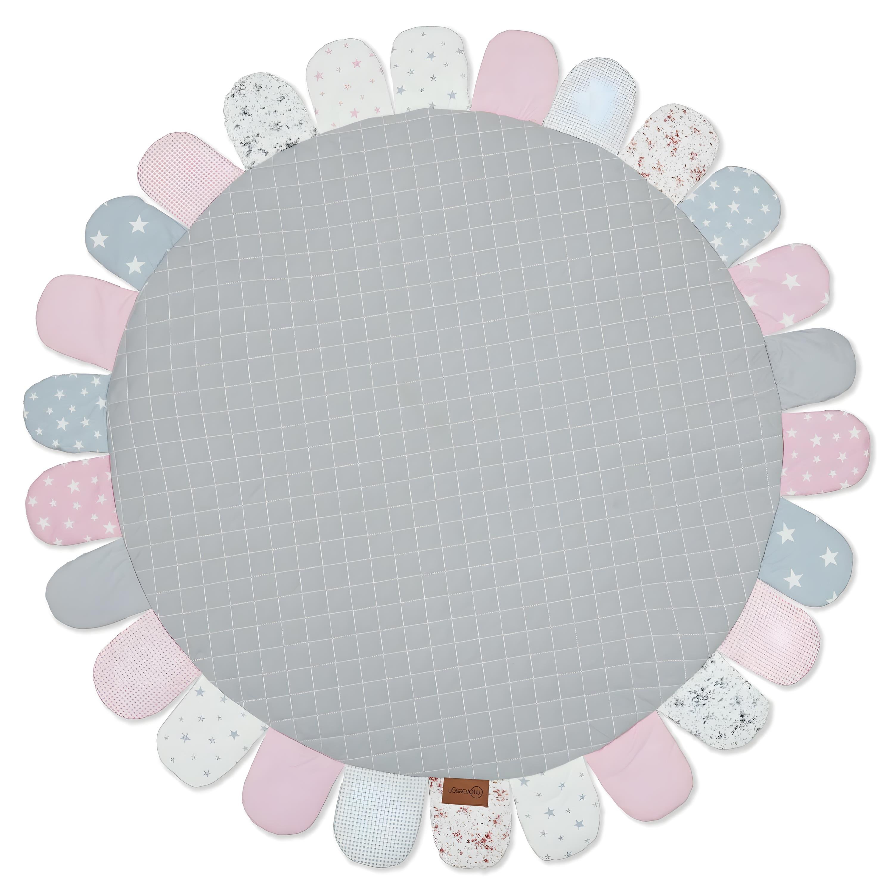 Bebek/Çocuk Oyun Halısı, Yenidoğan Emekleme Pedi, Aktivite Matı, Çok Amaçlı Minder Gri Pembe 