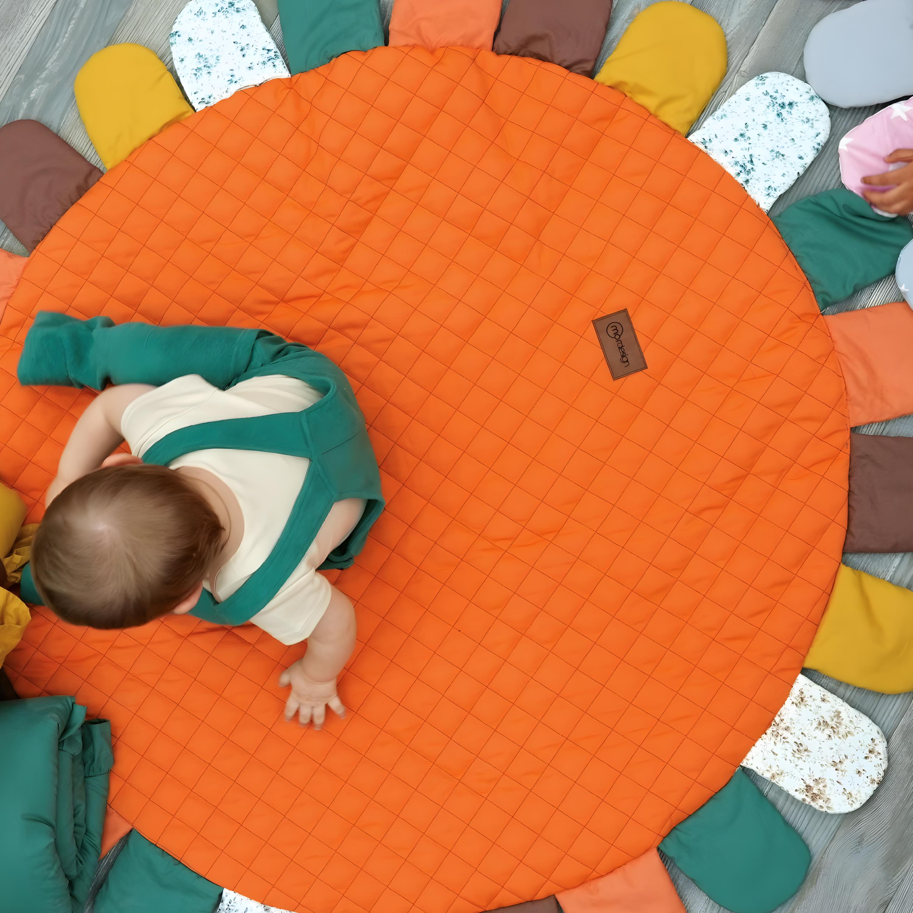 Bebek/Çocuk Oyun Halısı, Yenidoğan Emekleme Pedi, Aktivite Matı, Çok Amaçlı Minder Gri Pembe 