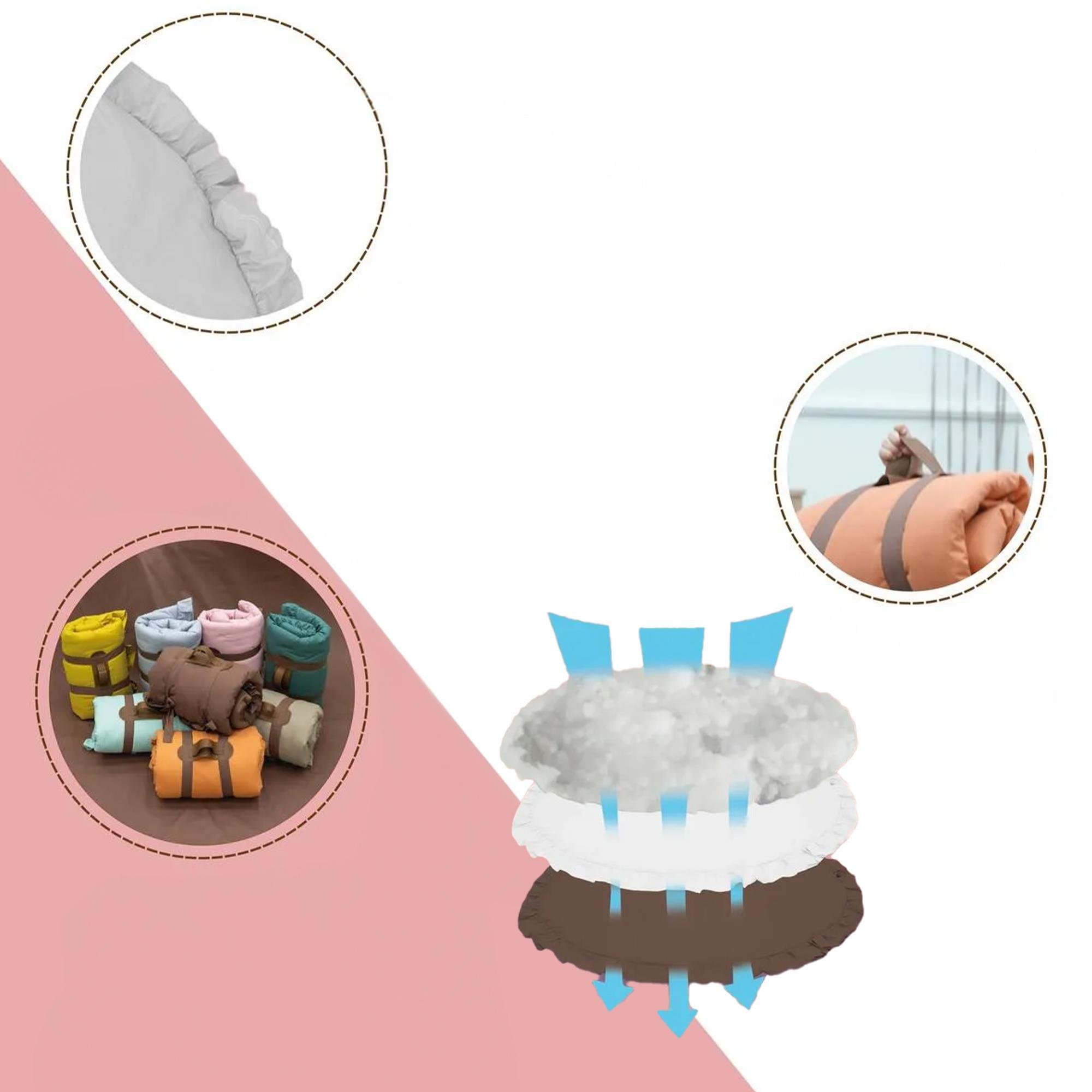 Bebek/Çocuk Oyun Halısı, Yenidoğan Emekleme Pedi, Aktivite Matı, Çok Amaçlı Minder, Kampçı Serisi Gri