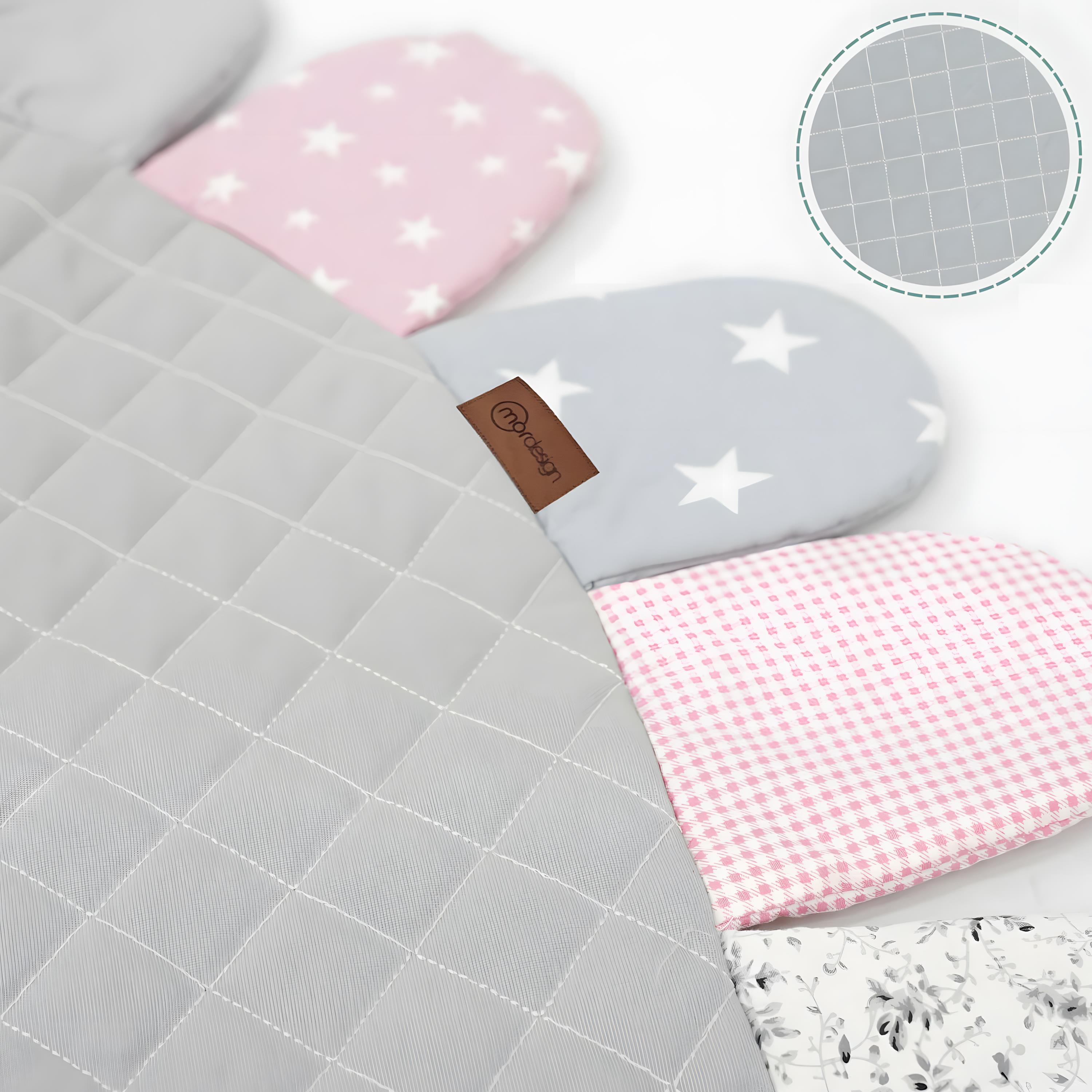 Bebek/Çocuk Oyun Halısı, Yenidoğan Emekleme Pedi, Aktivite Matı, Çok Amaçlı Minder Gri Pembe 