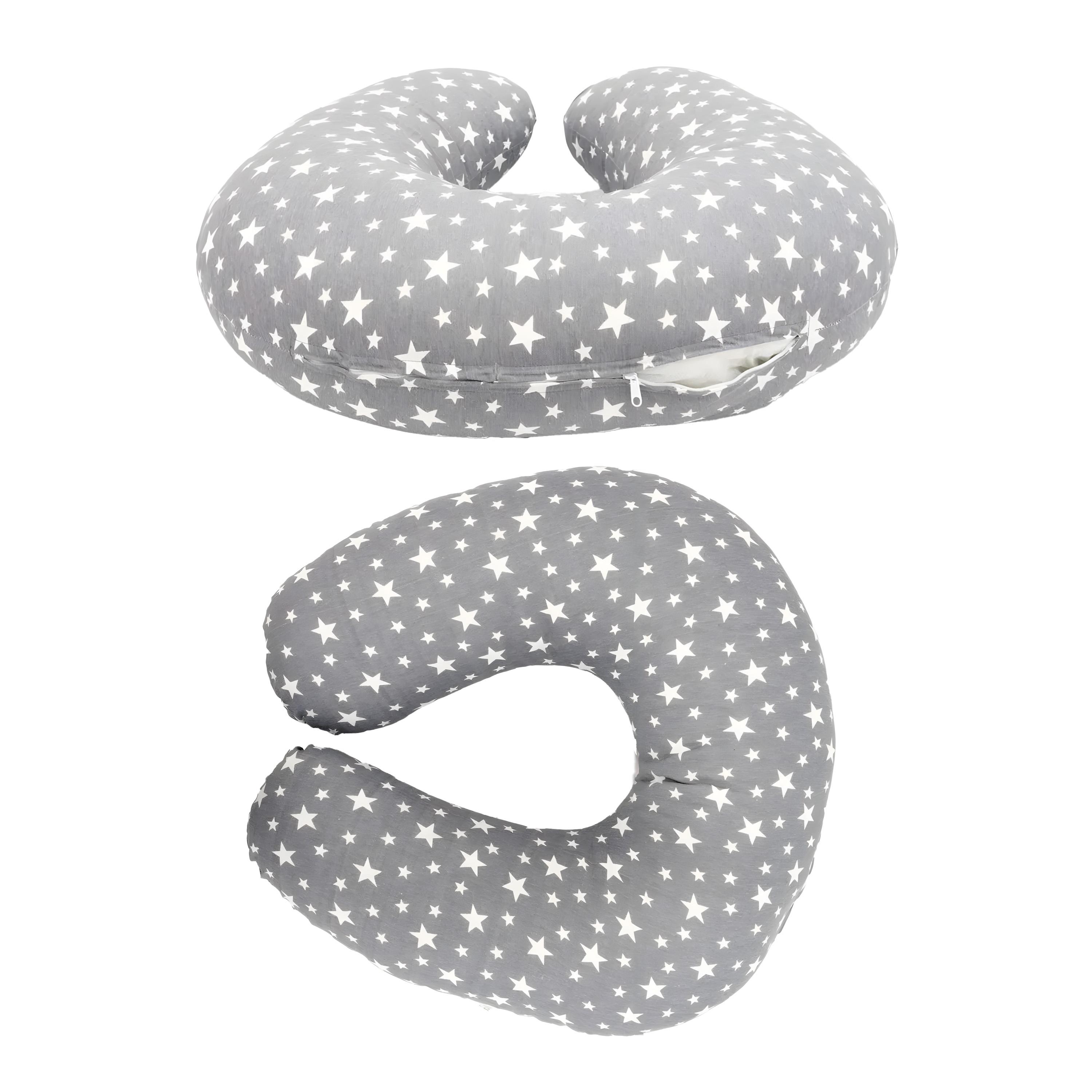 Çift Taraflı Emzirme Yastığı /bebek Destek Minderi, Hamile Yastığı, Pamuklu Kumaş, Stars, Antrasit