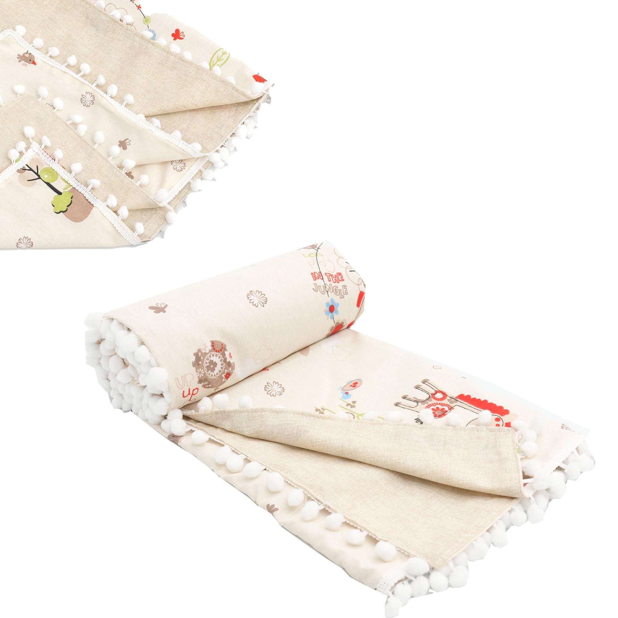 Çift Taraflı Ortopedik Puset Minderi, Örtü, Çarşaf ve Bebek Pikesi, 4' lü Seyahat Set, Animal Serisi