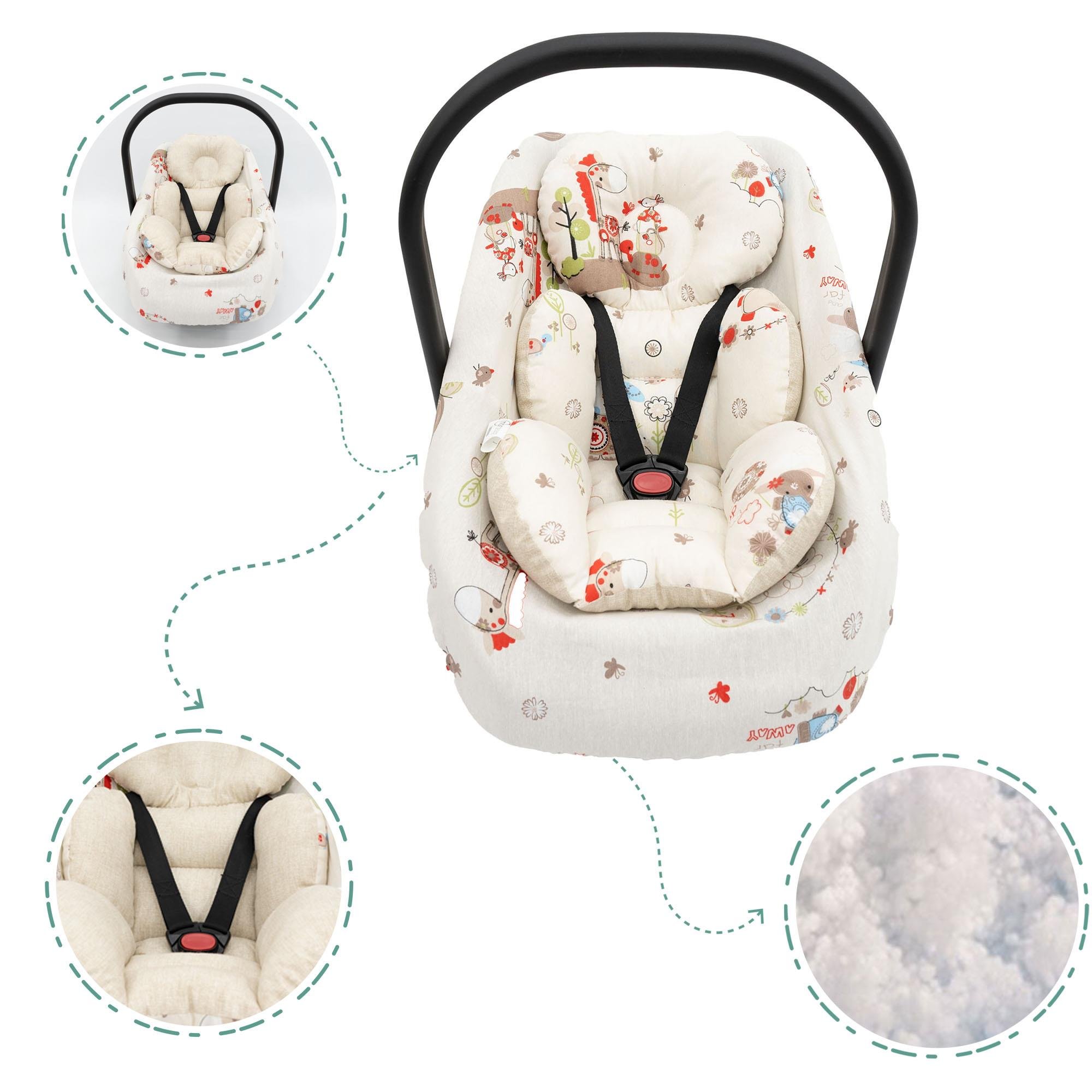 Çift Taraflı Ortopedik Puset Minderi, Örtü, Çarşaf ve Bebek Pikesi, 4' lü Seyahat Set, Animal Serisi