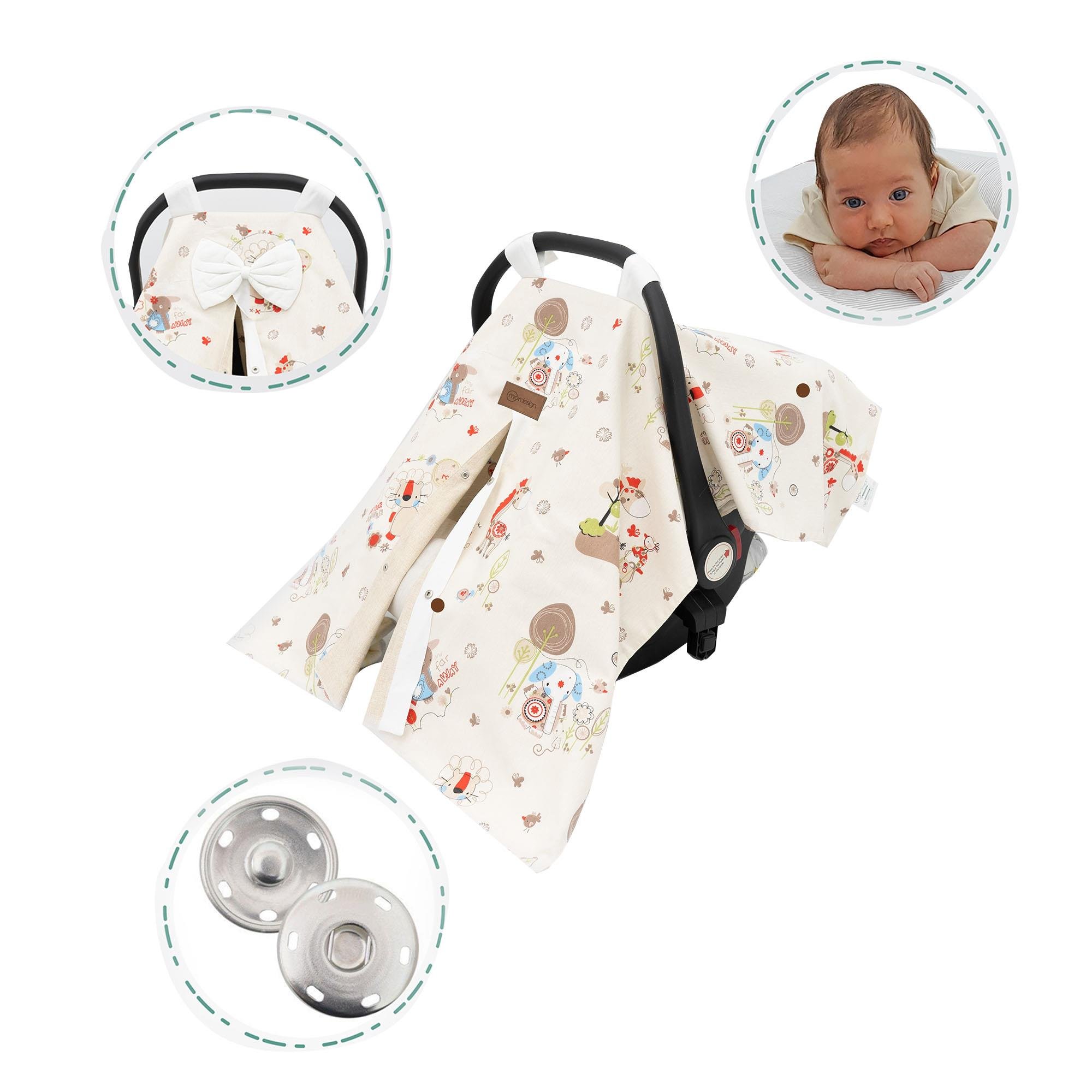 Çift Taraflı Ortopedik Puset Minderi, Örtü, Çarşaf ve Bebek Pikesi, 4' lü Seyahat Set, Animal Serisi