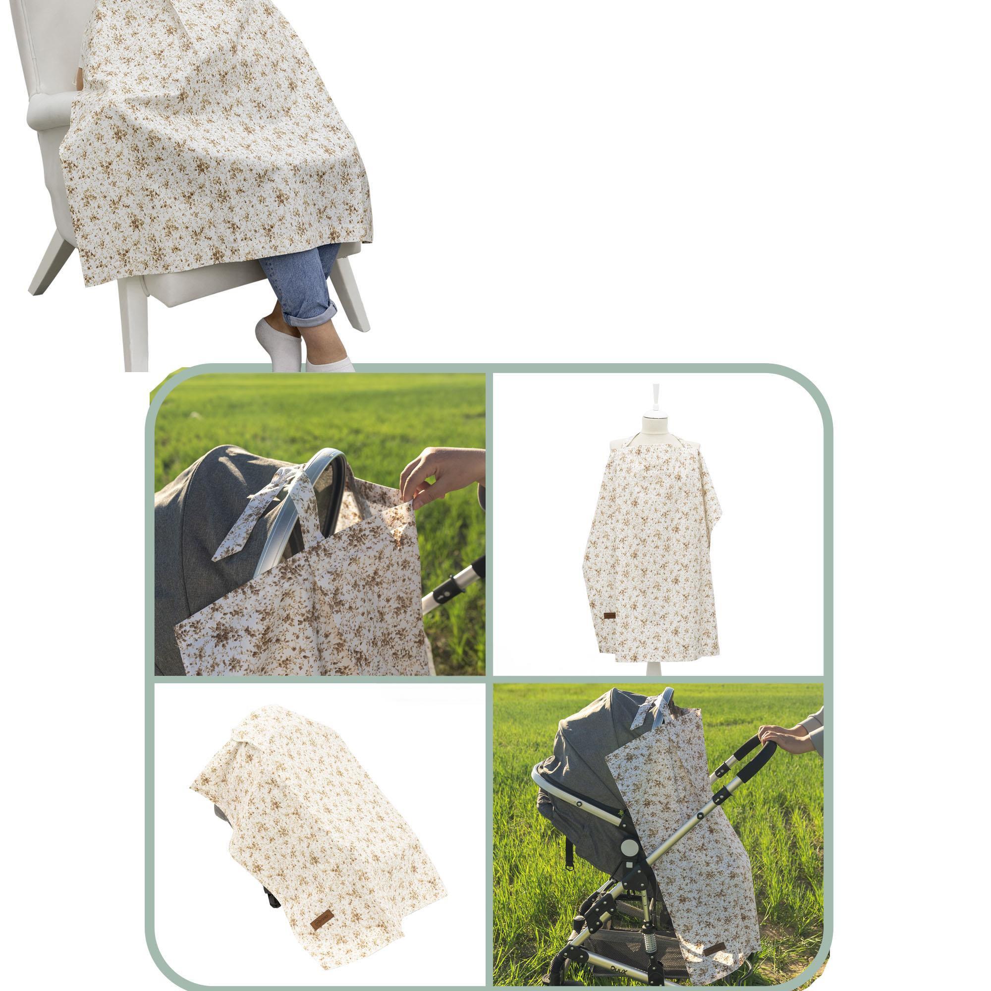 Çok Amaçlı Bebek Emzirme Örtüsü/Önlüğü; Puset, Bebek arabası örtüsü, Extra Büyük, Çıtır Seri, Kahve