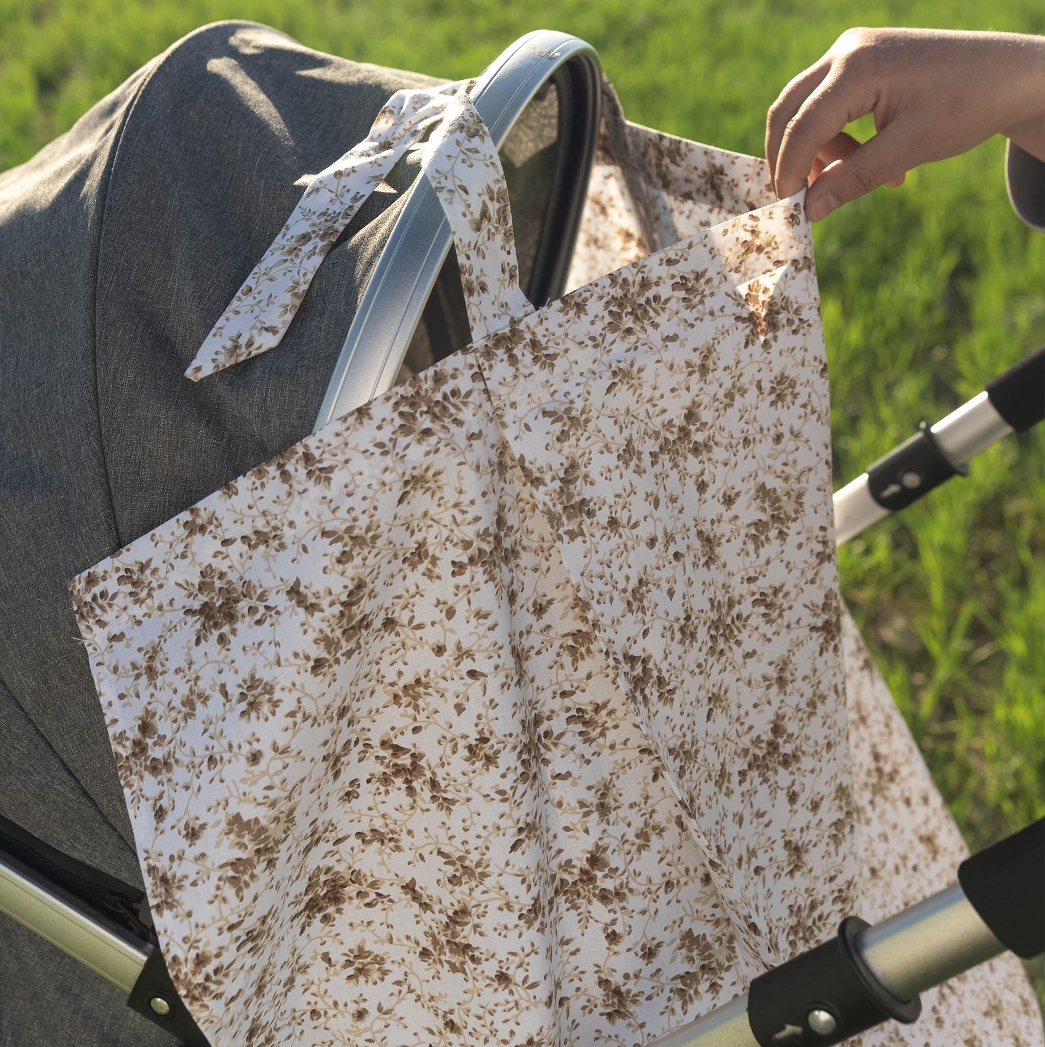 Çok Amaçlı Bebek Emzirme Örtüsü/Önlüğü; Puset, Bebek arabası örtüsü, Extra Büyük, Çıtır Seri, Kahve