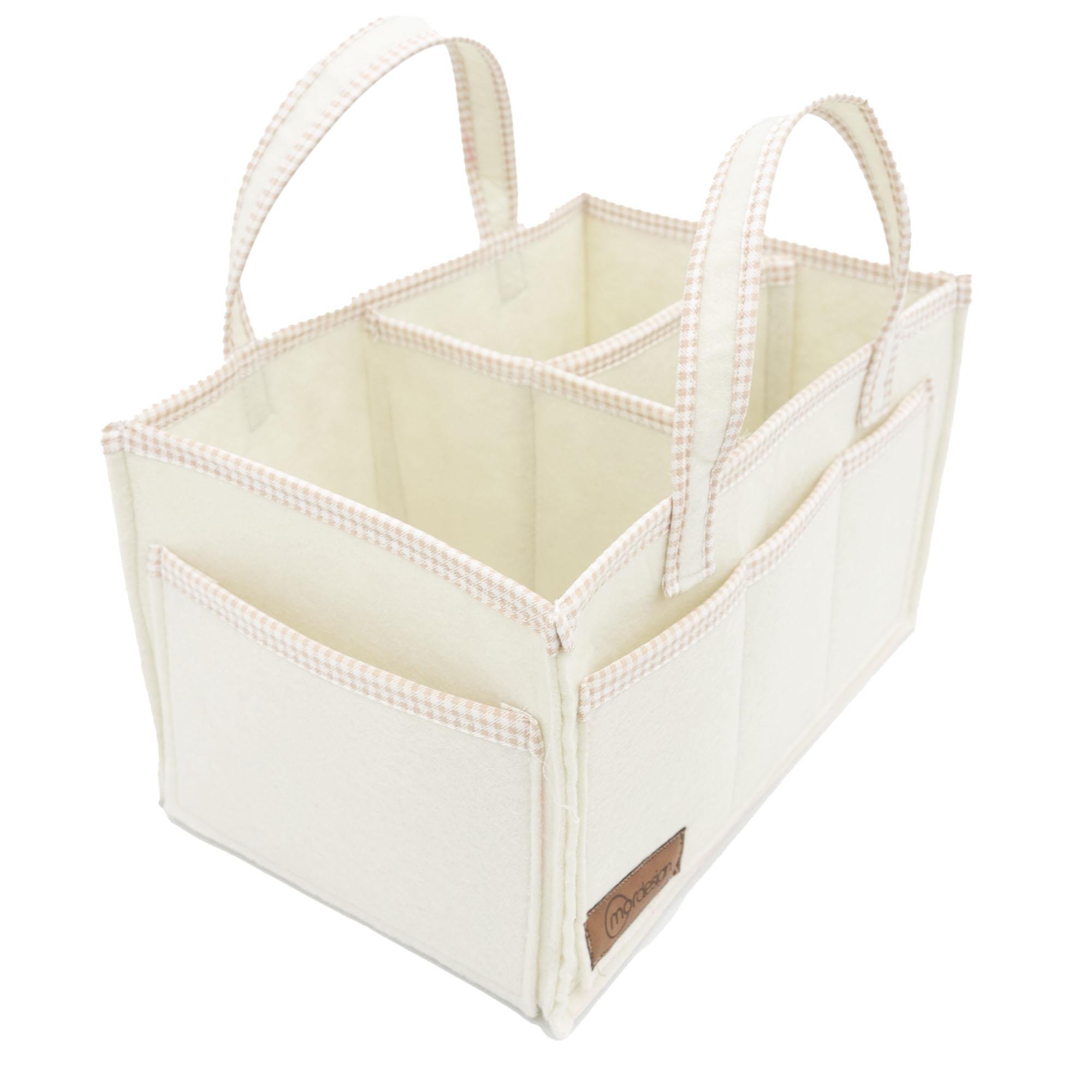 Çok Amaçlı Kalın Keçe Anne Bebek Bakım Çantası, Dolap İçi Organizer, Scotch Serisi Bej 