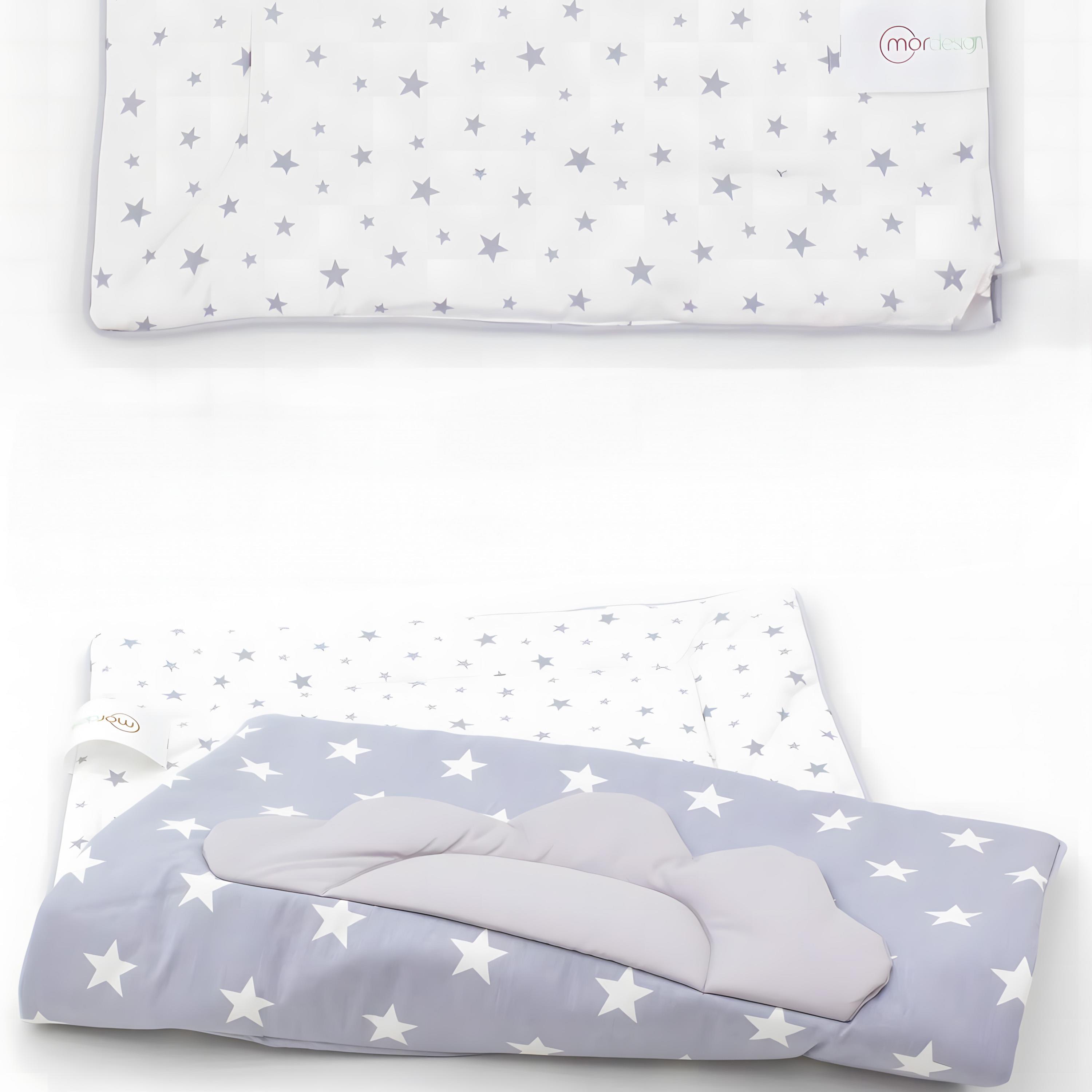 Mordesign Bebek Alt Açma Minderi, Yıkanabilir, Elyaf Dolgulu Alt Değiştirme Pedi, Yıldız Serisi, Gri