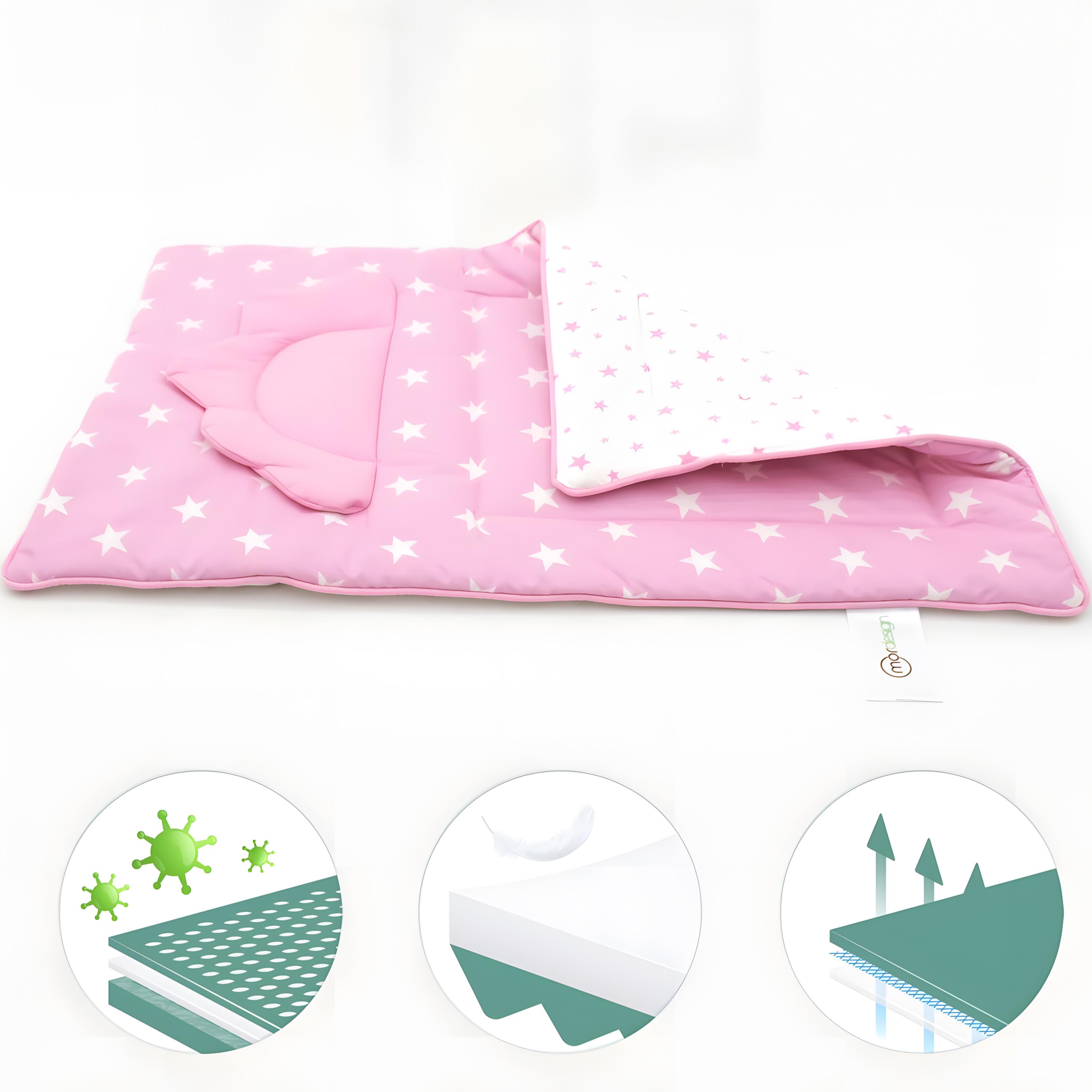 Mordesign Bebek Alt Açma Minderi, Yıkanabilir, Elyaf Dolgulu Alt Değiştirme Pedi, Yıldız Serisi, Pembe