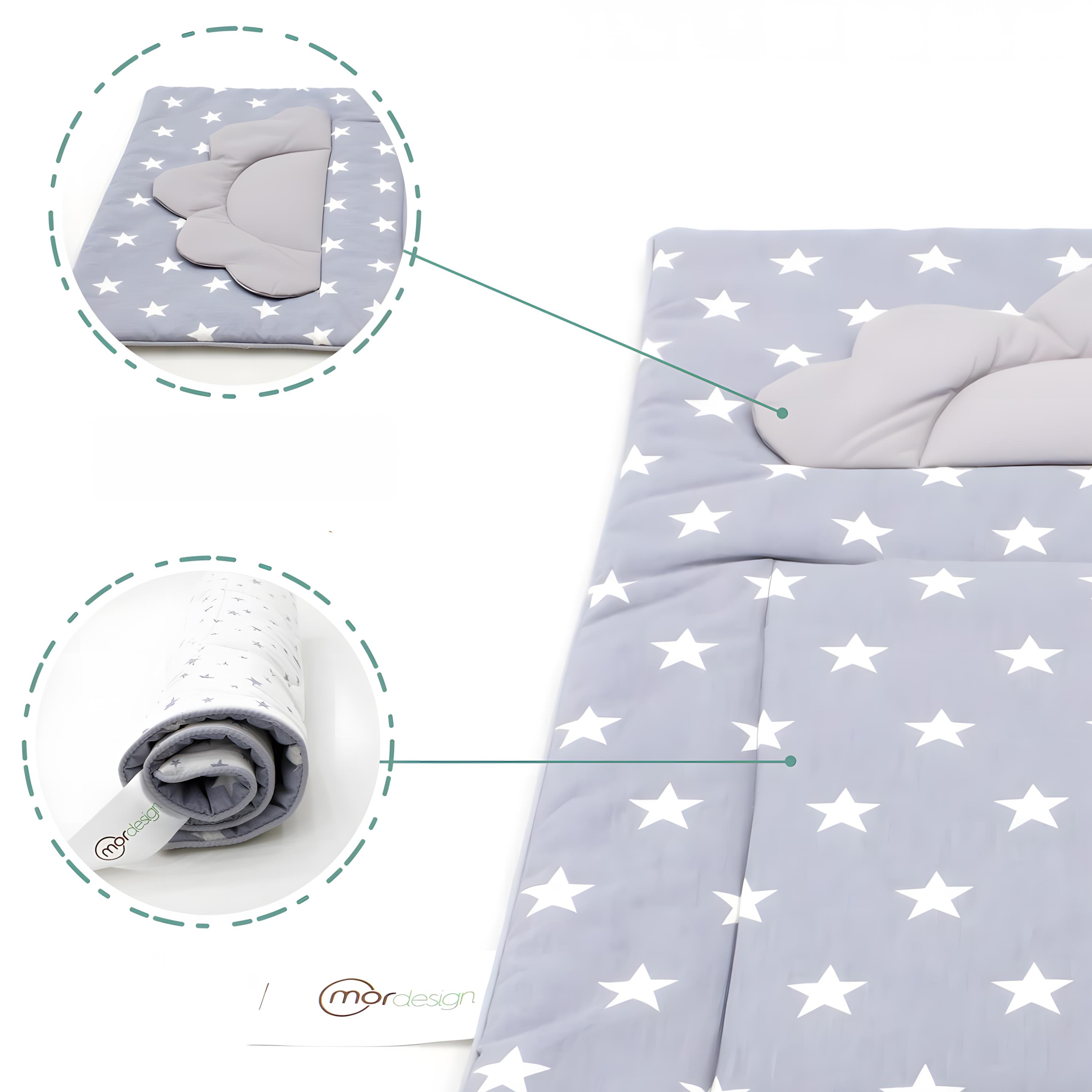 Mordesign Bebek Alt Açma Minderi, Yıkanabilir, Elyaf Dolgulu Alt Değiştirme Pedi, Yıldız Serisi, Gri