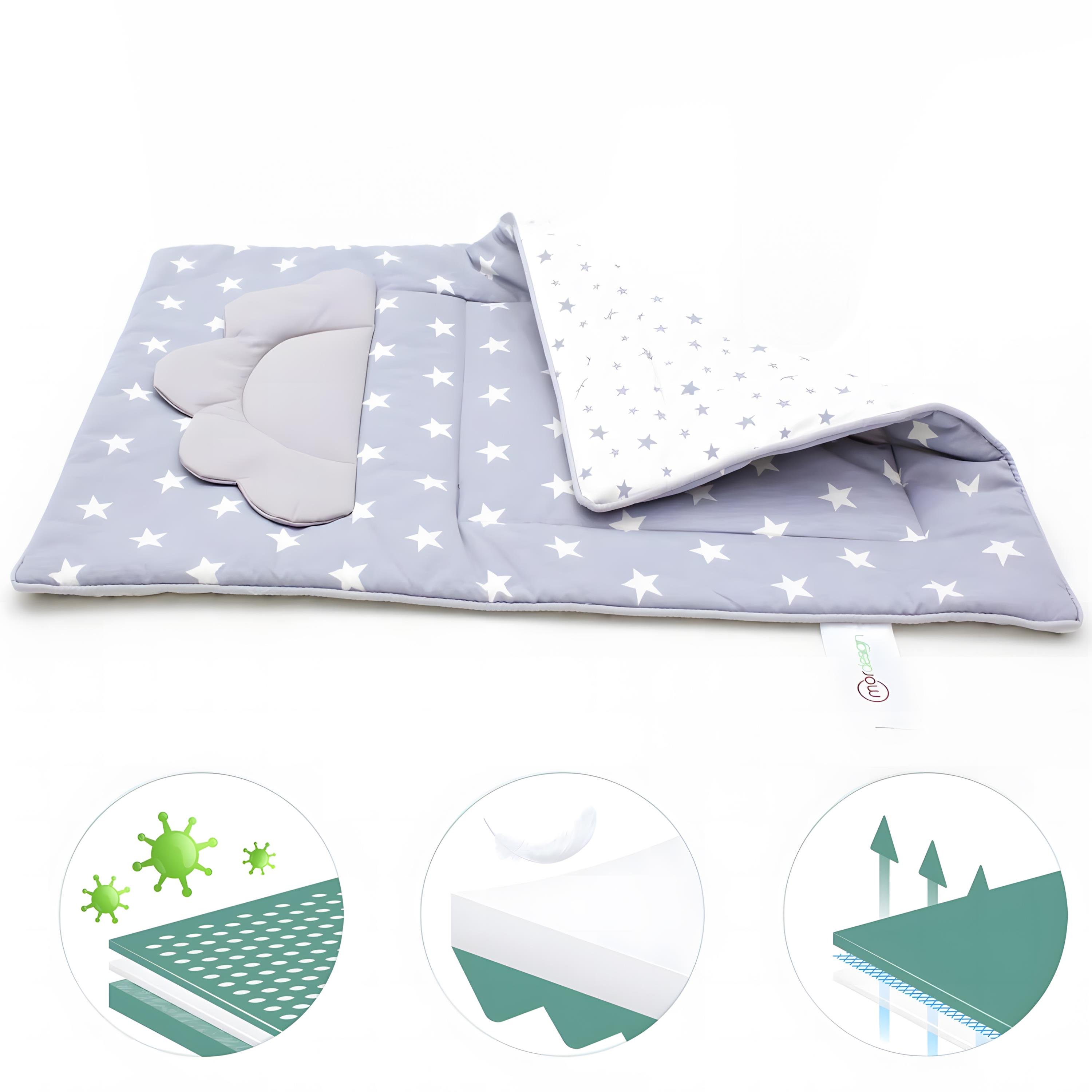 Mordesign Bebek Alt Açma Minderi, Yıkanabilir, Elyaf Dolgulu Alt Değiştirme Pedi, Yıldız Serisi, Gri