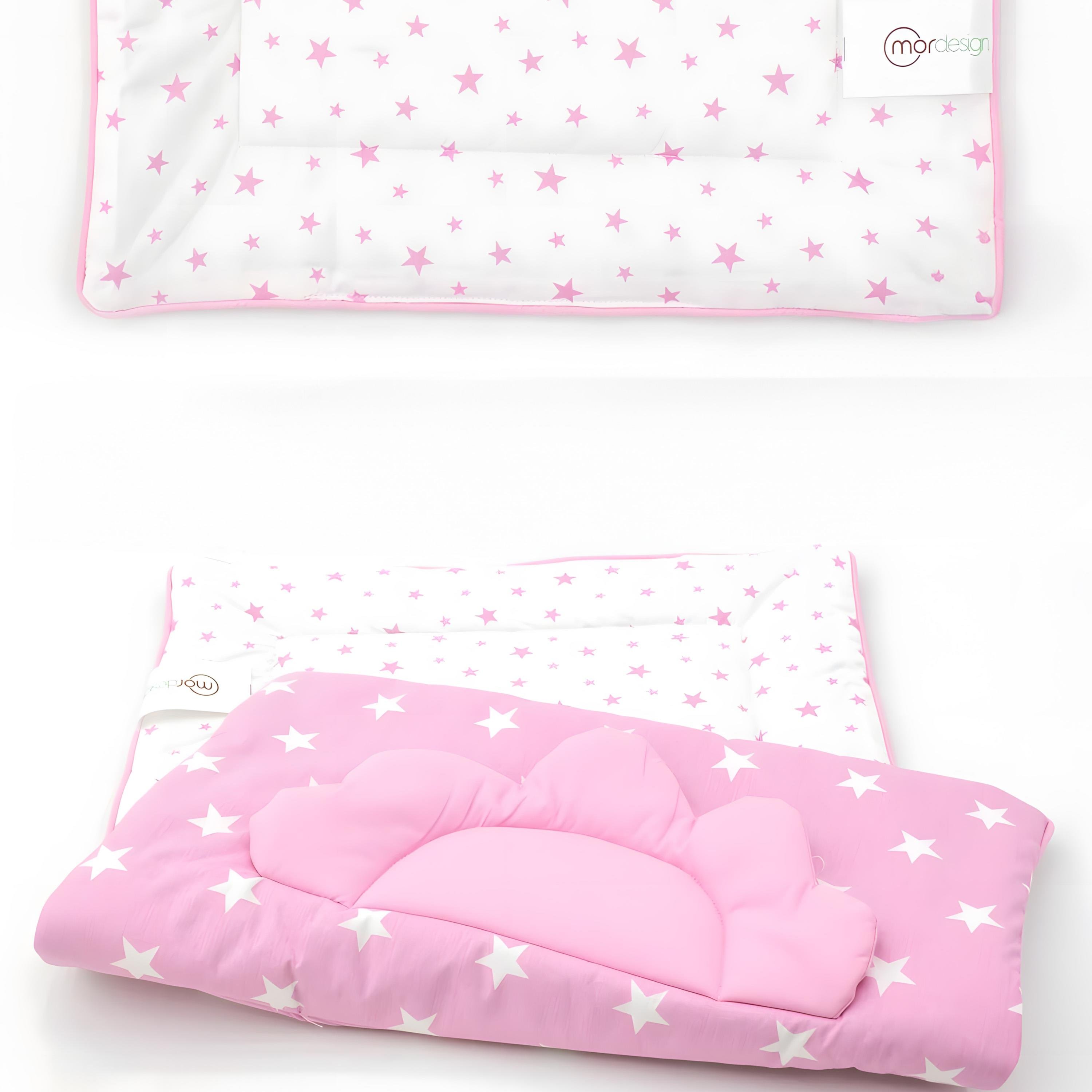 Mordesign Bebek Alt Açma Minderi, Yıkanabilir, Elyaf Dolgulu Alt Değiştirme Pedi, Yıldız Serisi, Pembe