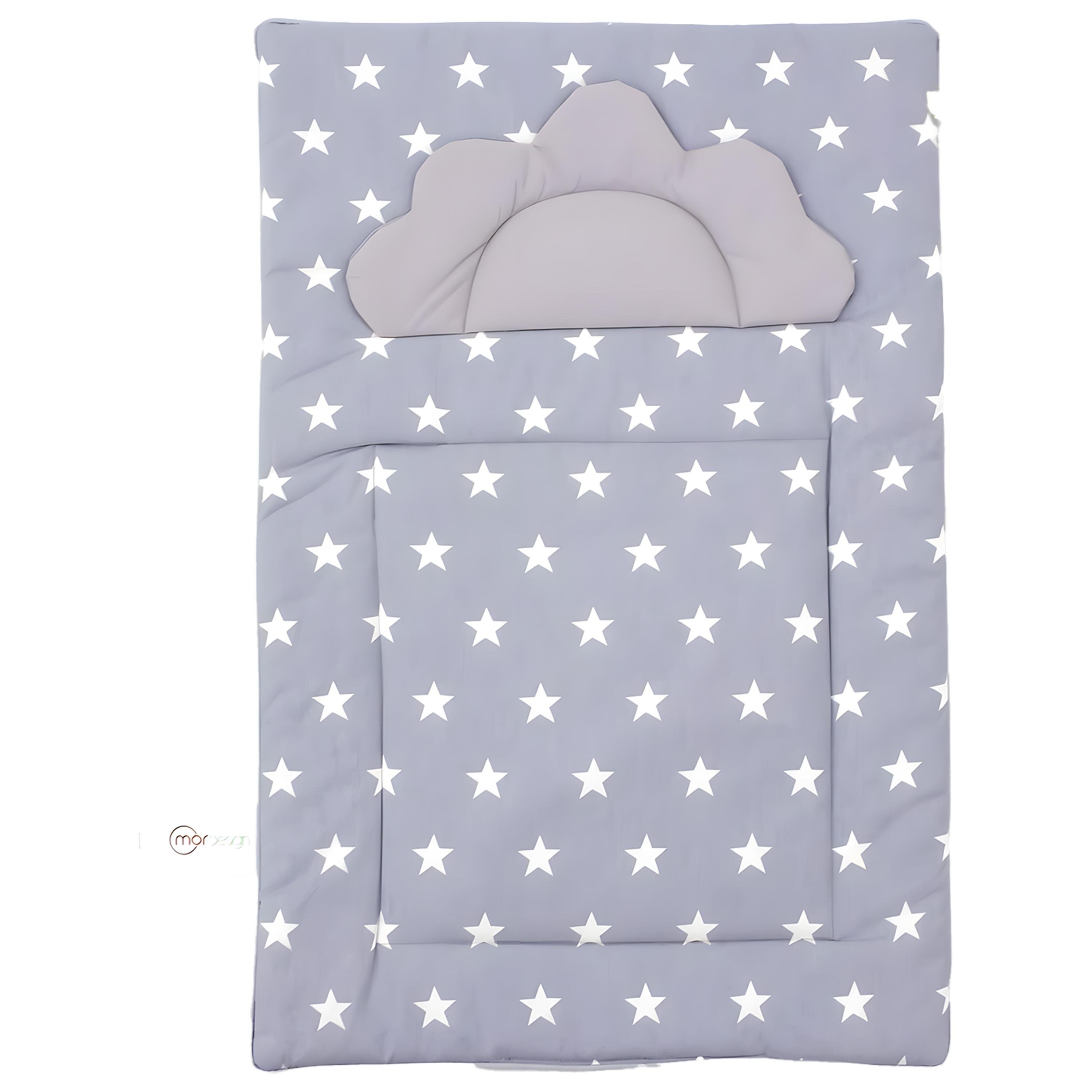 Mordesign Bebek Alt Açma Minderi, Yıkanabilir, Elyaf Dolgulu Alt Değiştirme Pedi, Yıldız Serisi, Gri