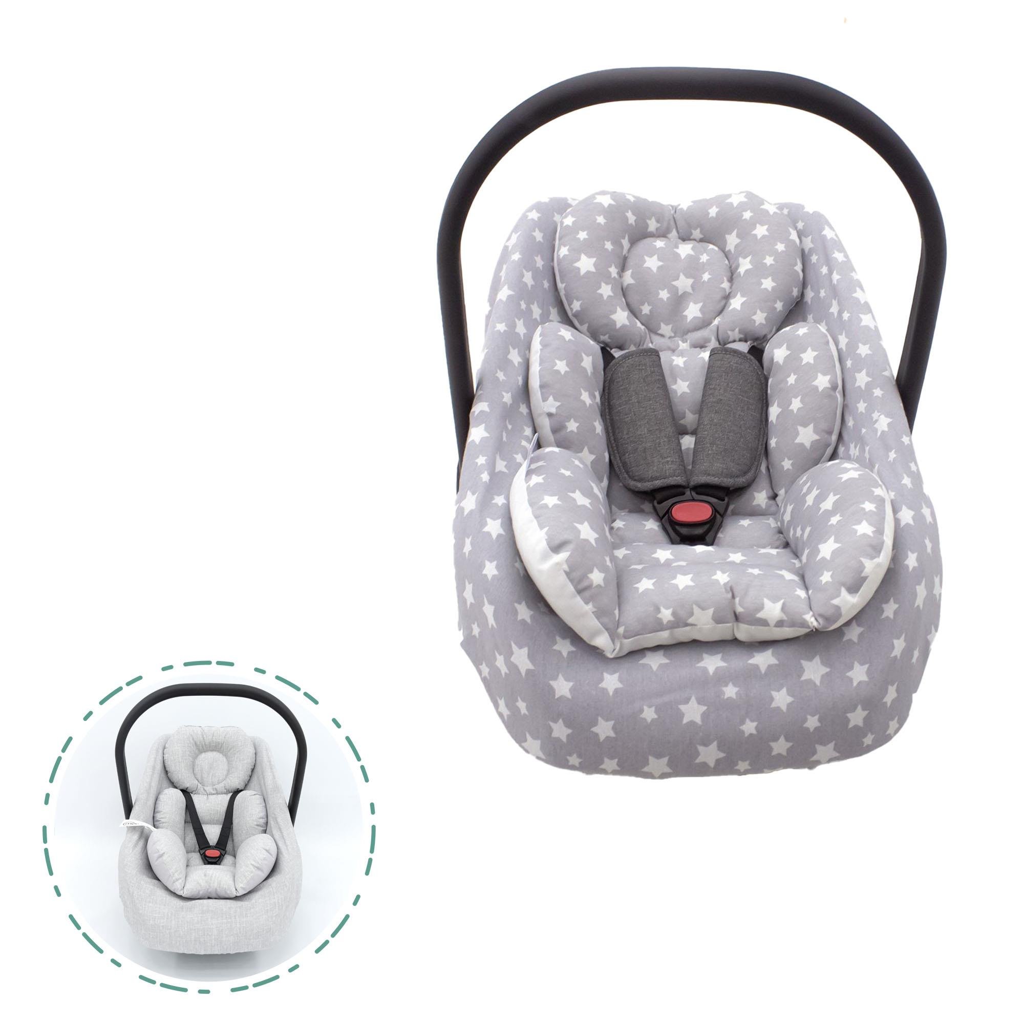 Mordesign Bebek Puset Minderi, Pamuklu Ranforce Kumaş, Stars Seri, Gri