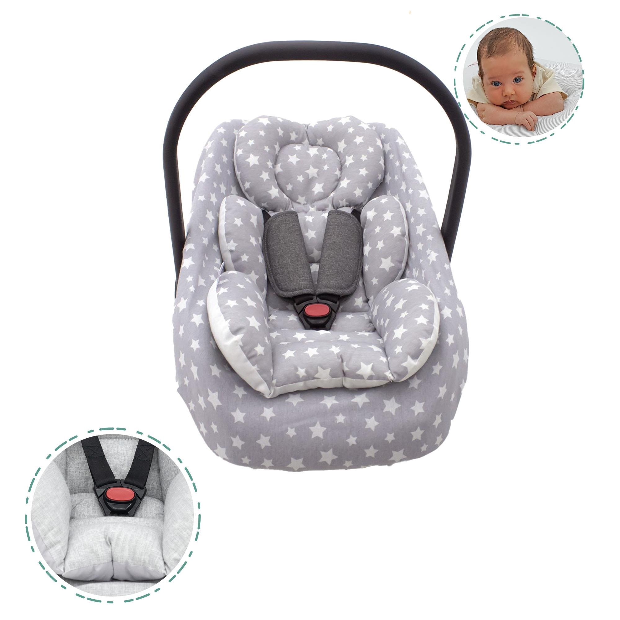 Mordesign Bebek Puset Minderi, Pamuklu Ranforce Kumaş, Stars Seri, Gri