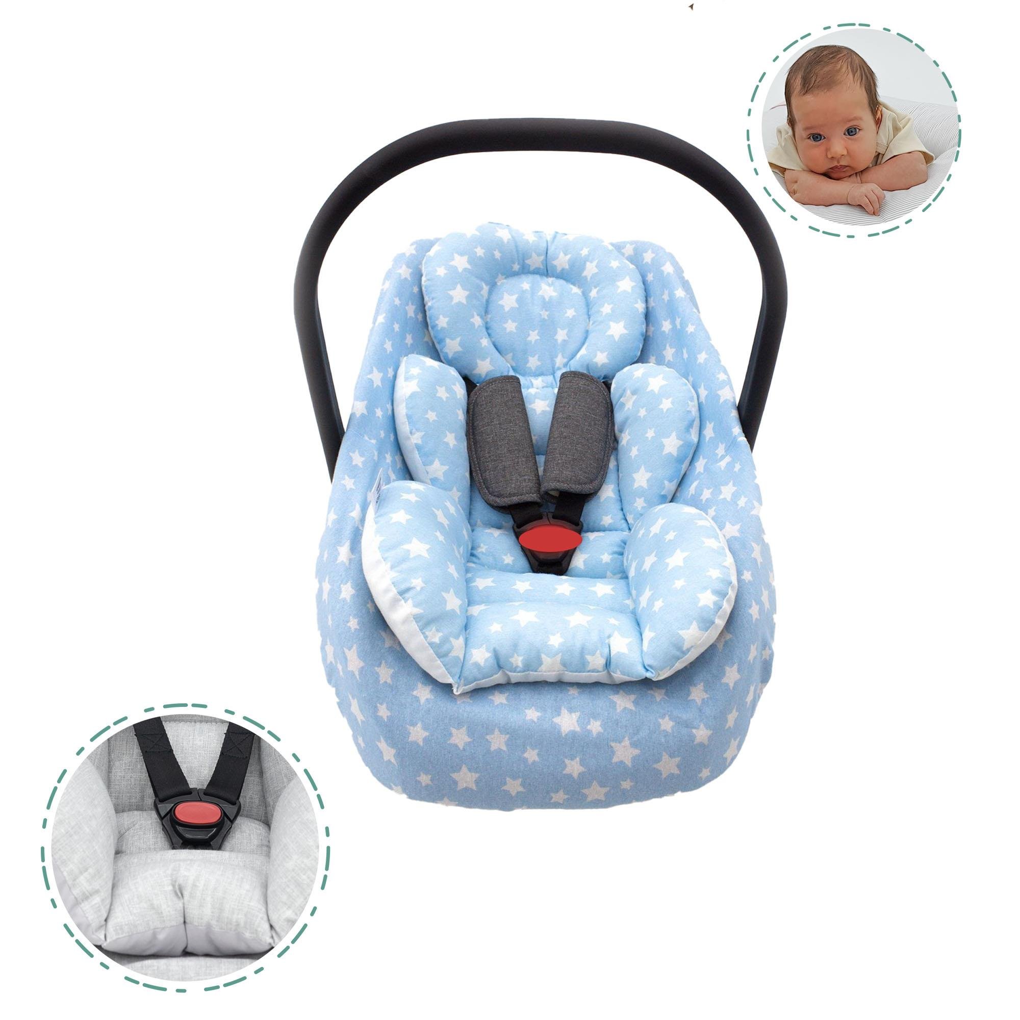 Mordesign Bebek Puset Minderi, Pamuklu Ranforce Kumaş, Yıldız Seri, Mavi