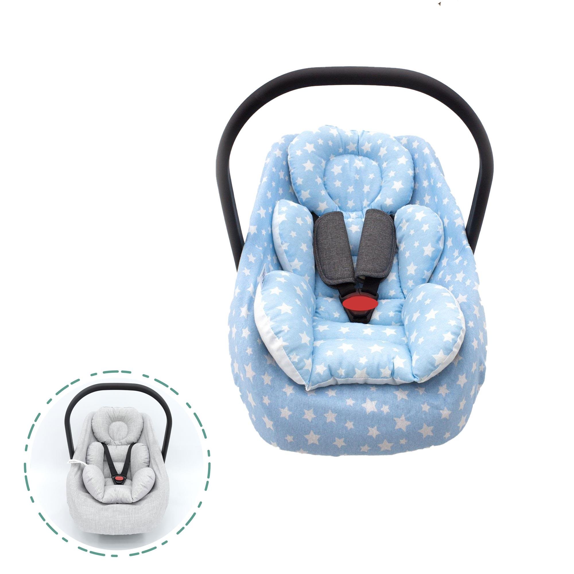 Mordesign Bebek Puset Minderi, Pamuklu Ranforce Kumaş, Yıldız Seri, Mavi