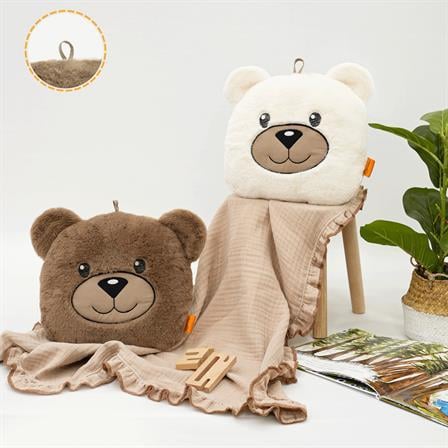 Peluş Ayı Yastık, Sevimli Ayı Nakışlı Kırlent, Peluş Ayı Oyuncak, Bebek Yastık, Morbear Serisi Kahverengi