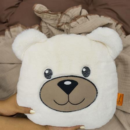 Peluş Ayı Yastık, Sevimli Ayı Nakışlı Kırlent, Peluş Ayı Oyuncak, Bebek Yastık, Morbear Serisi Kahverengi