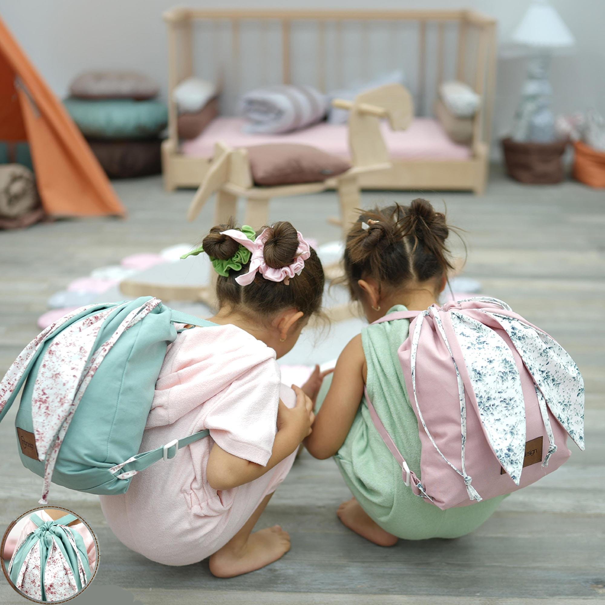 Tavşan Çocuk Sırt Çantası: Kreş/Anasınıfı İçin Pamuk Kumaş Çanta, Sevimli Bunny Bag Krem 