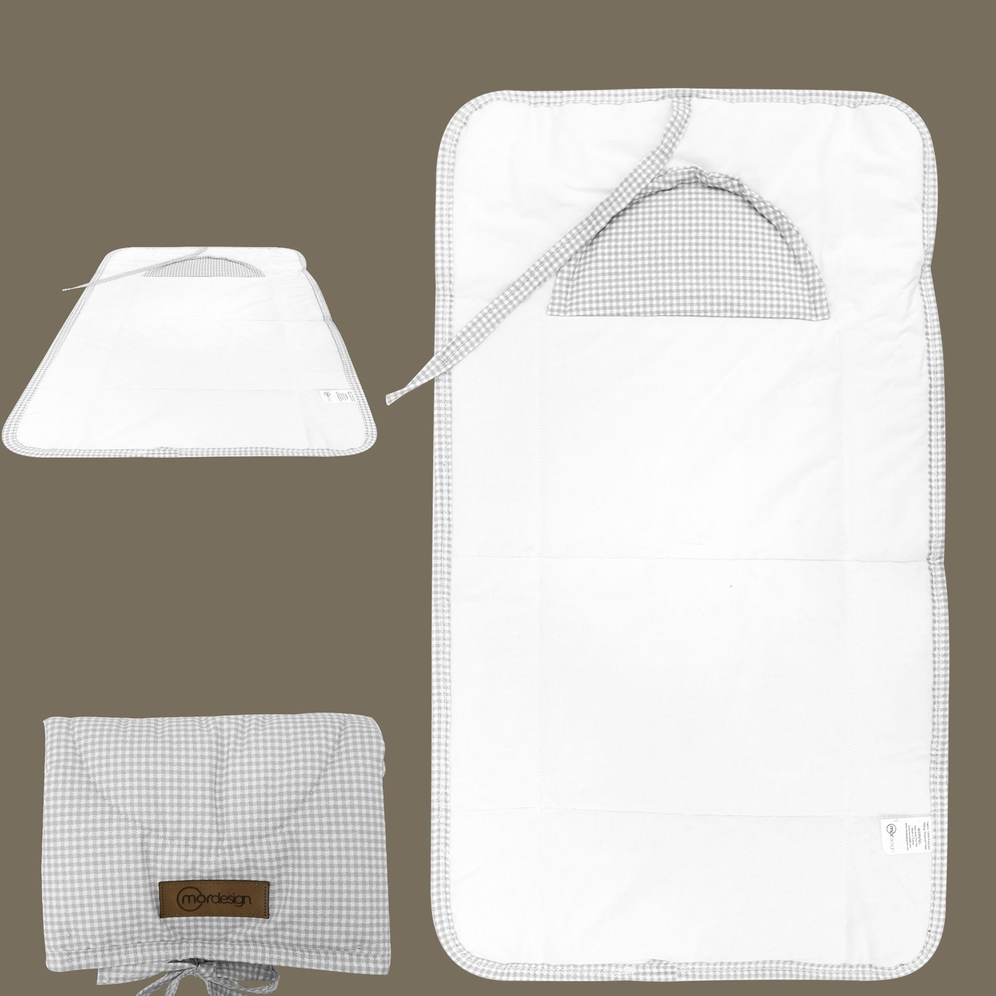 Yenidoğan Bebek Bakım Çeyiz Seti; Bebek Hediyesi, Anne Bebek Organizer, Gri  Ekose 