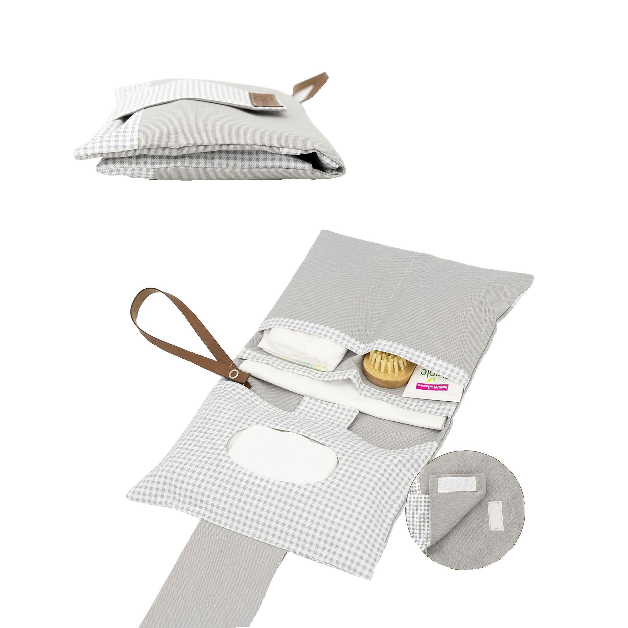 Yenidoğan Bebek Bakım Çeyiz Seti; Bebek Hediyesi, Anne Bebek Organizer, Gri  Ekose 