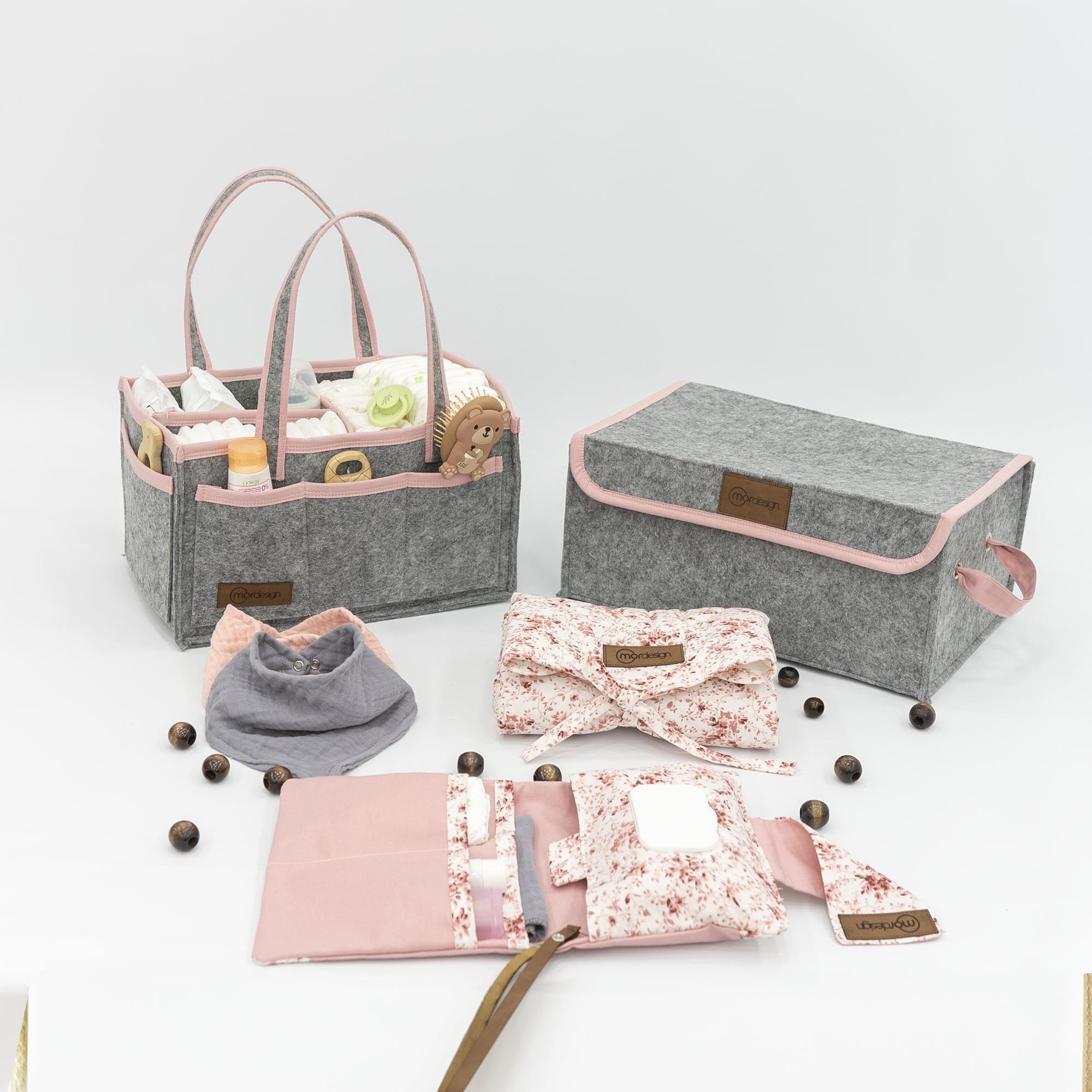 Yenidoğan Bebek Bakım Çeyiz Seti; Bebek Hediyesi, Anne Bebek Organizer, Pembe  