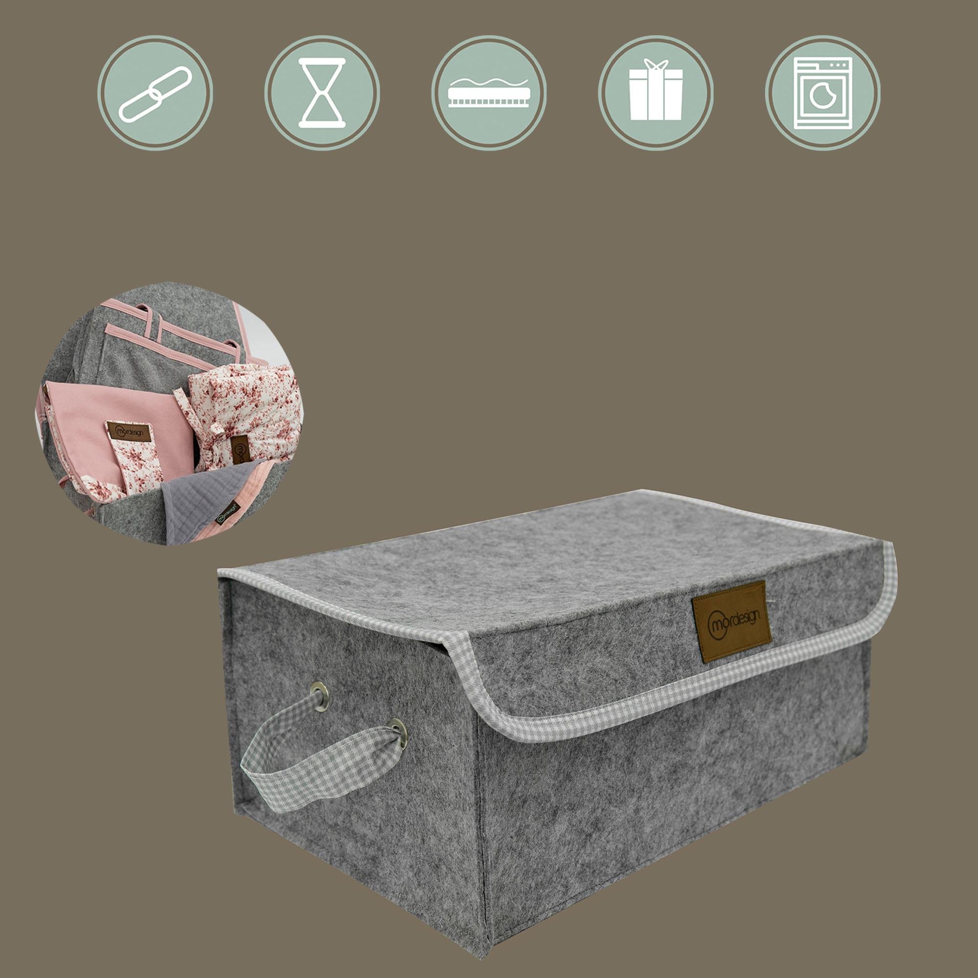 Yenidoğan Bebek Bakım Çeyiz Seti; Bebek Hediyesi, Anne Bebek Organizer, Gri  Ekose 