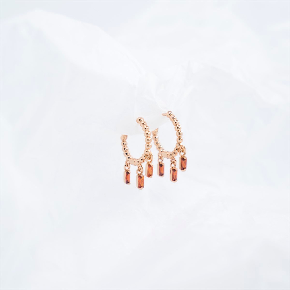 Üç Baget Taşlı Küpe (Orange)