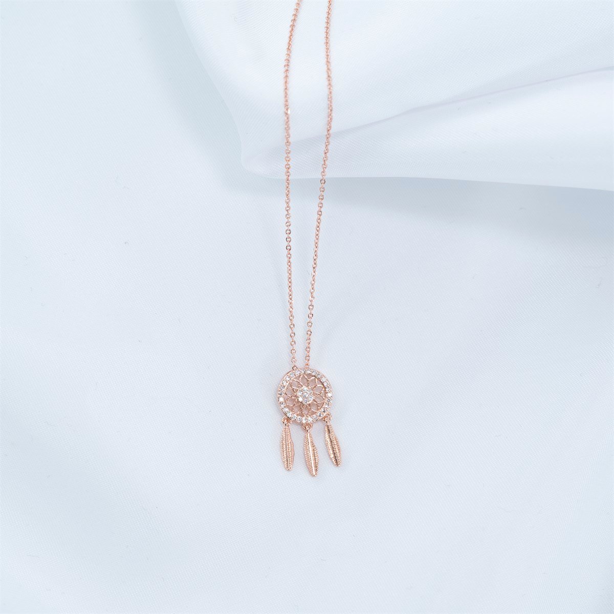 Zirkon Taşlı Dream Catcher Kolye