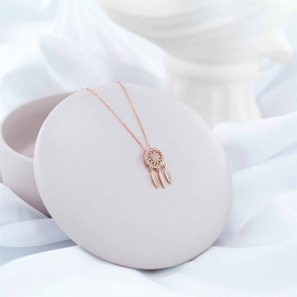 Zirkon Taşlı Dream Catcher Kolye