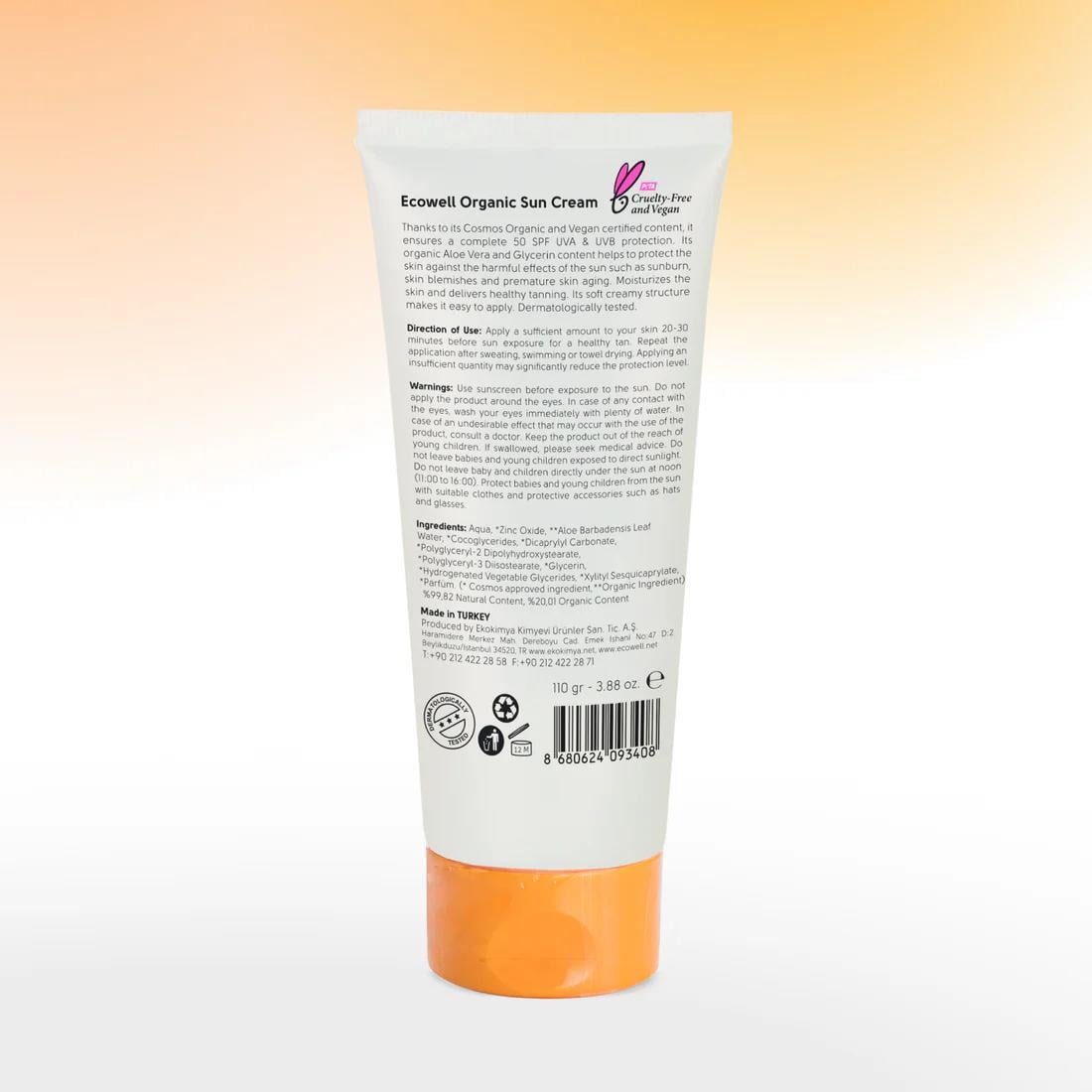 Ecowell Organik Güneş Kremi SPF 50 - 110 gr