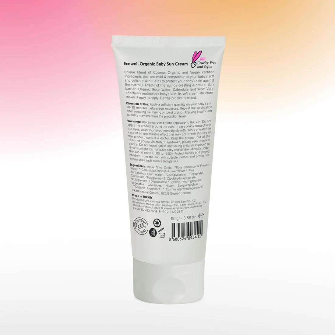 Ecowell Organik Bebek Güneş Kremi SPF 50 - 110 gr