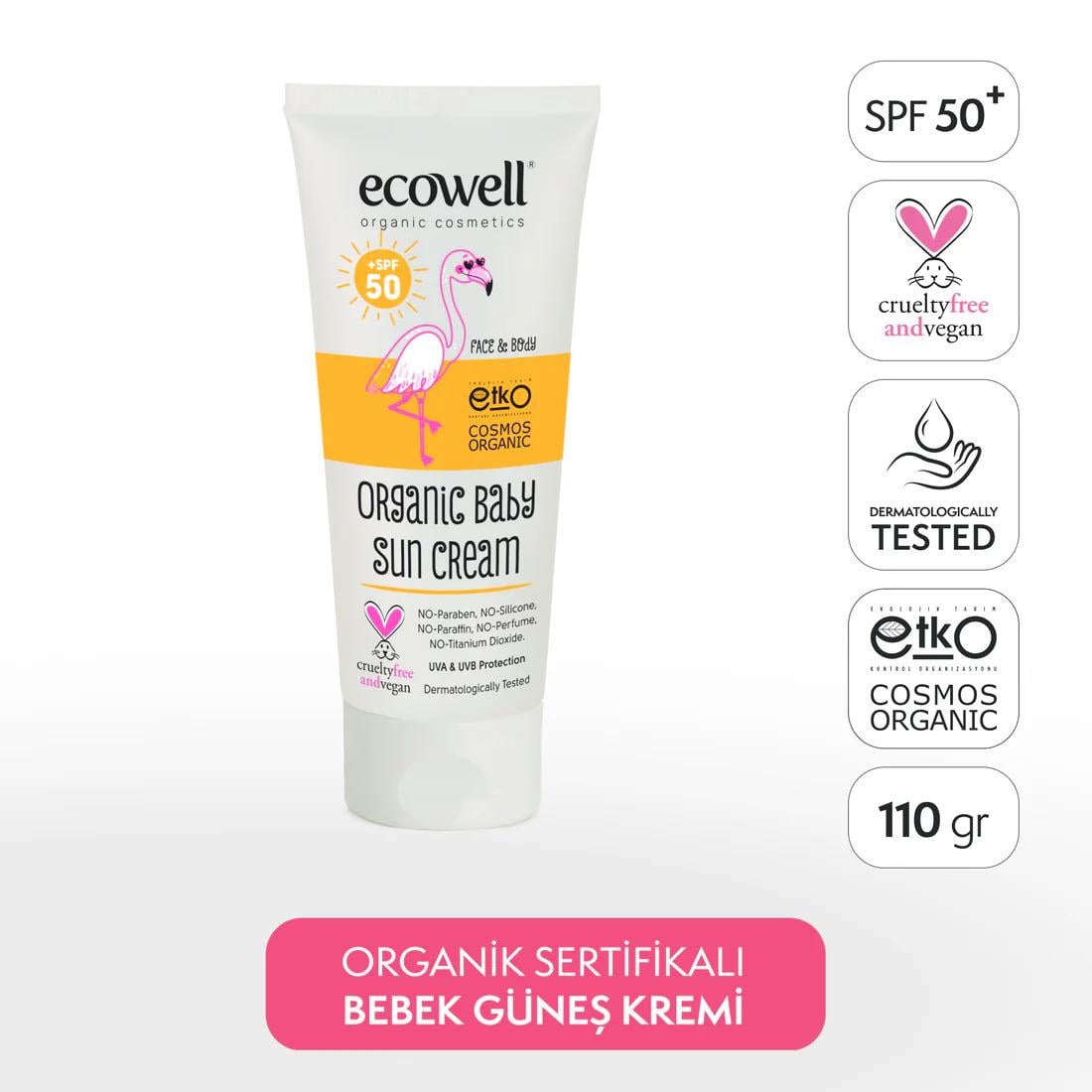 Ecowell Organik Bebek Güneş Kremi SPF 50 - 110 gr