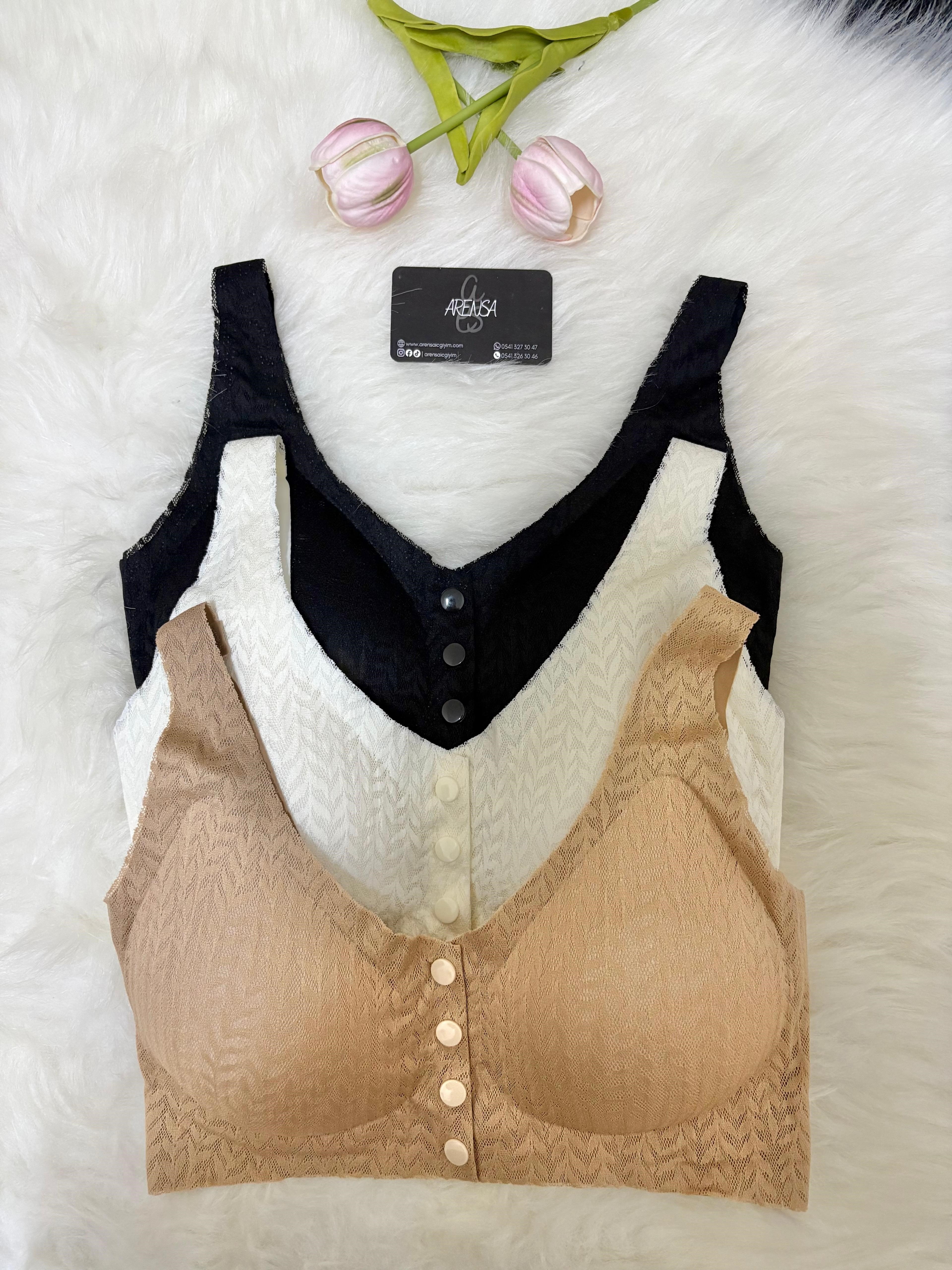 3 Adet Dolgusuz Düğmeli Lazer Kesim Bralet Set